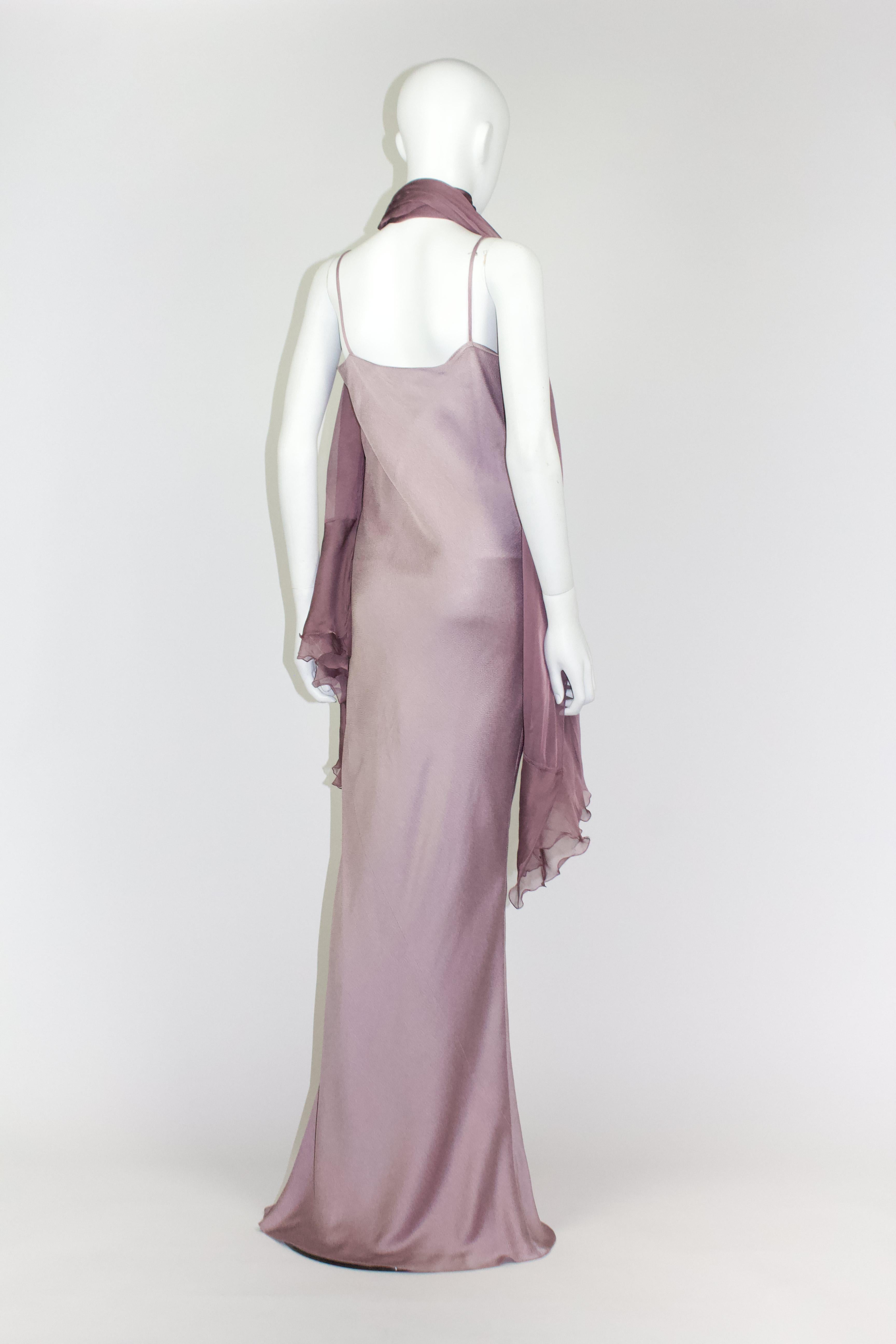 Gray Christian Dior 1998 Dress and Shawl