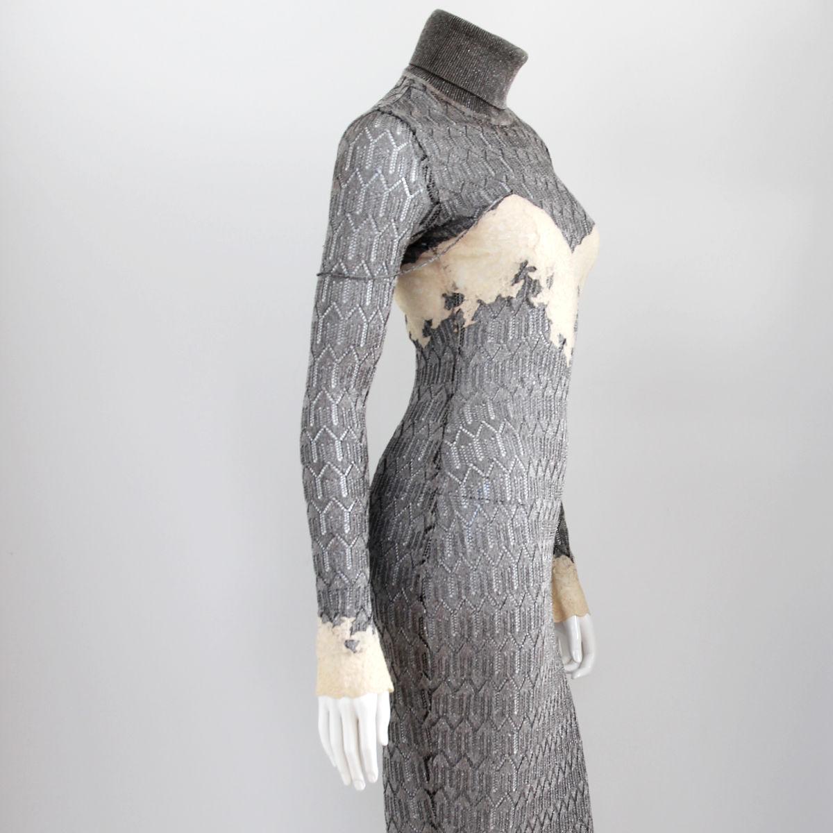 CHRISTIAN DIOR 1998 Sheer Silver Gown / Dress by John Galliano 5