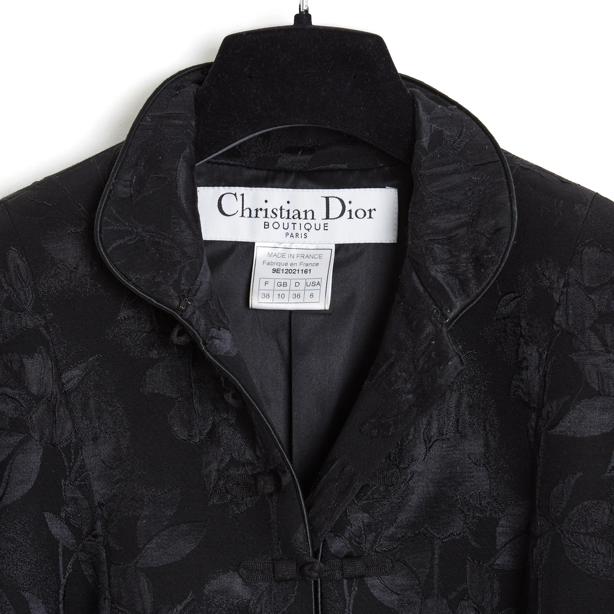 Christian Dior 1999 John Galliano Veste FR38 Black Silk Damask Bar Jacket UK10 U 1