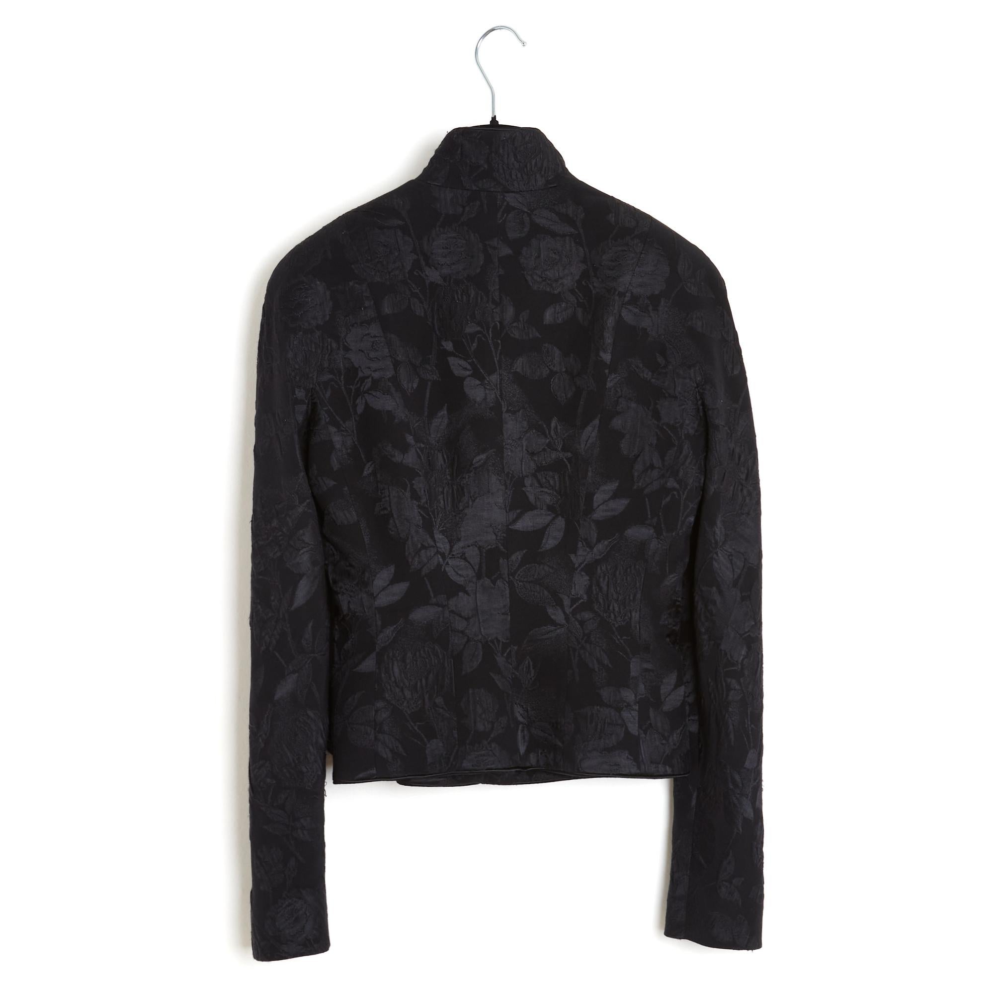 Christian Dior 1999 John Galliano Veste FR38 Black Silk Damask Bar Jacket UK10 U 2