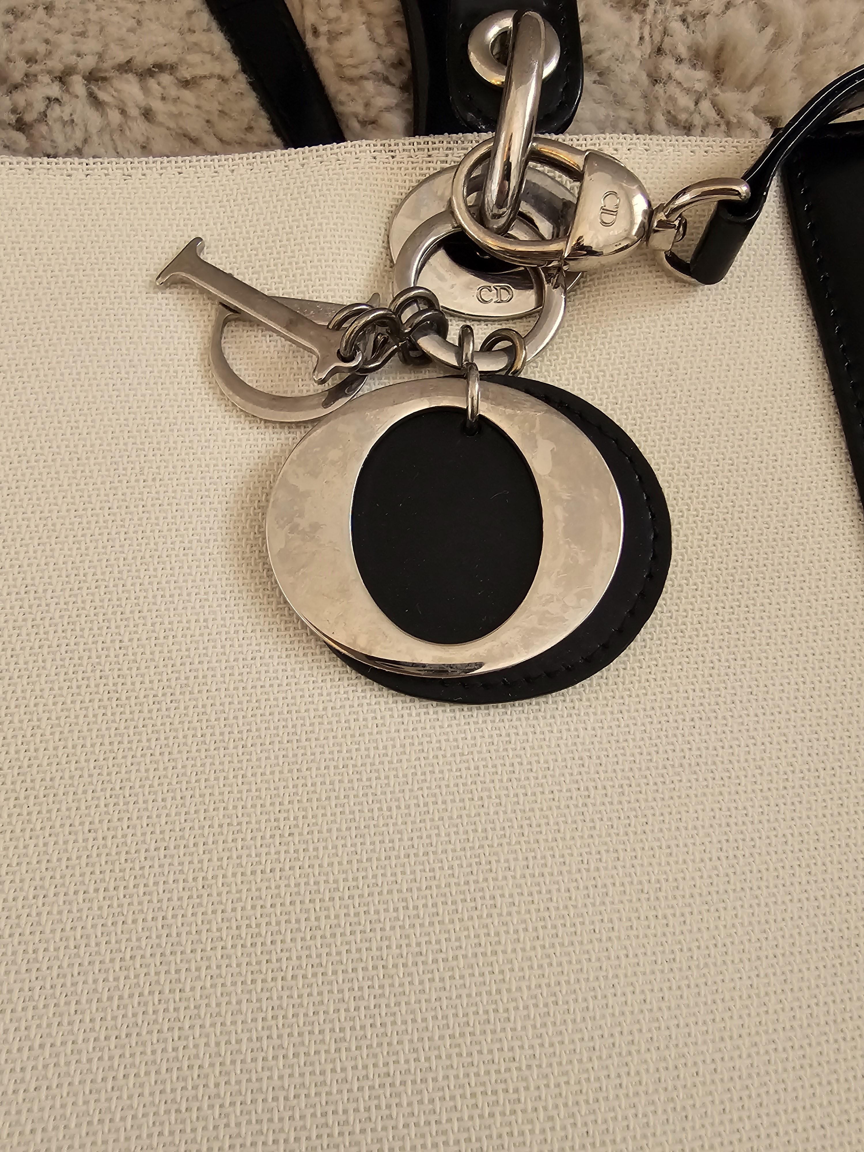 Christian Dior 1999 Lady Dior Handbag Canvas Patent Leather Collectors Large For Sale 11