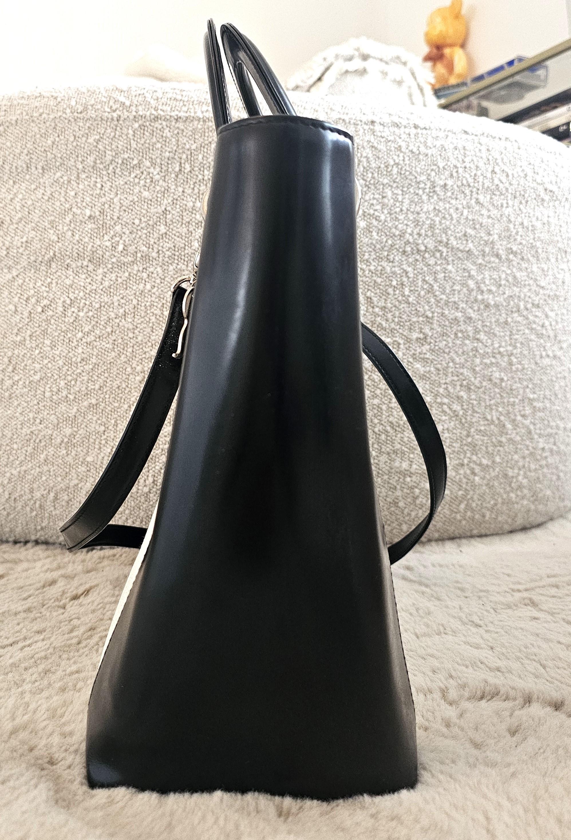 Women's Christian Dior 1999 Lady Dior Handbag Canvas Patent Leather Collectors Large For Sale