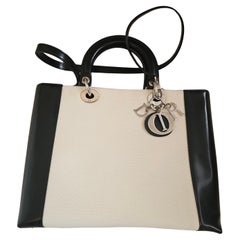 Christian Dior 1999 Lady Dior Handbag Canvas Patent Leather Collectors Large