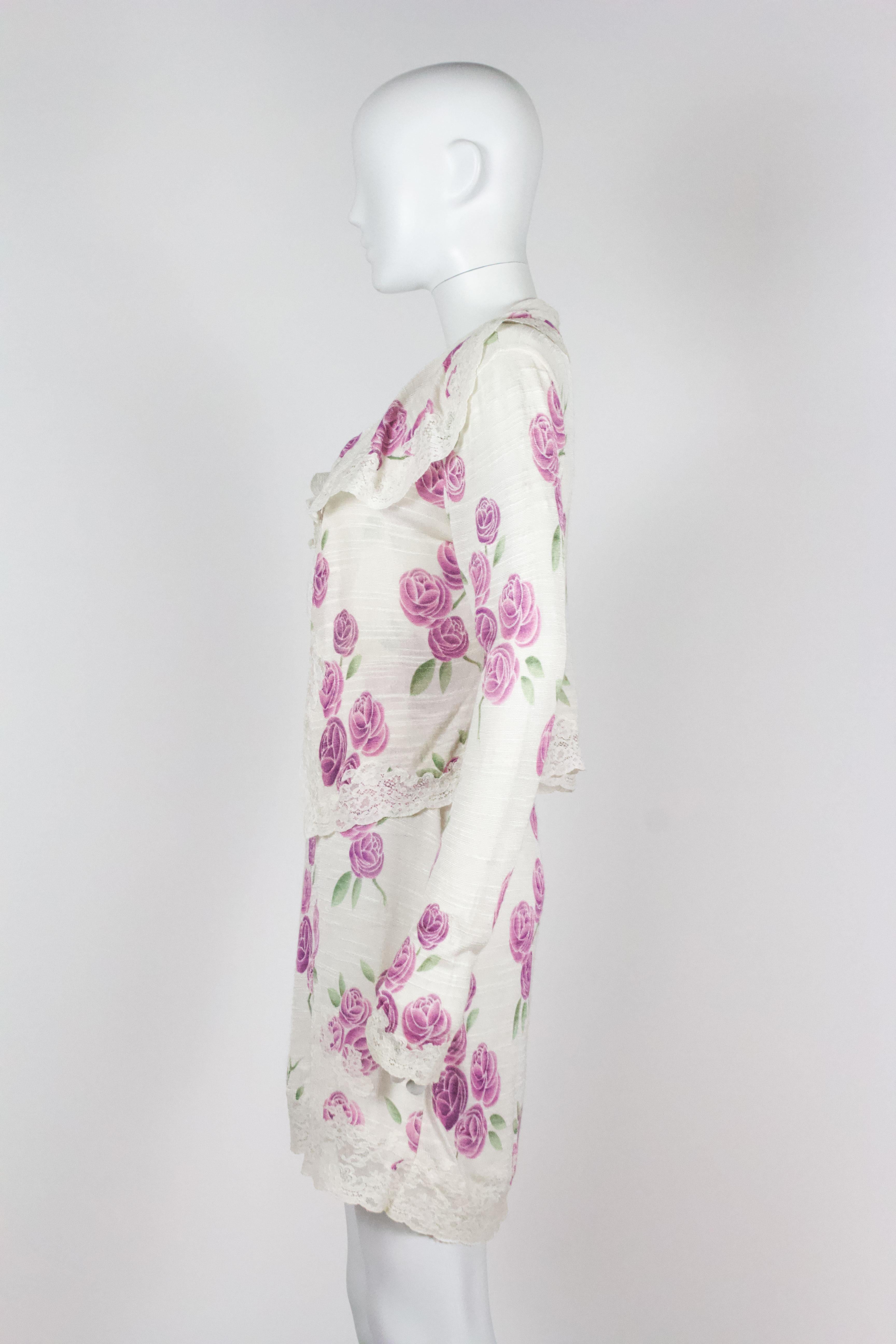 Christian Dior 1999 Rose Print Dress Set 6
