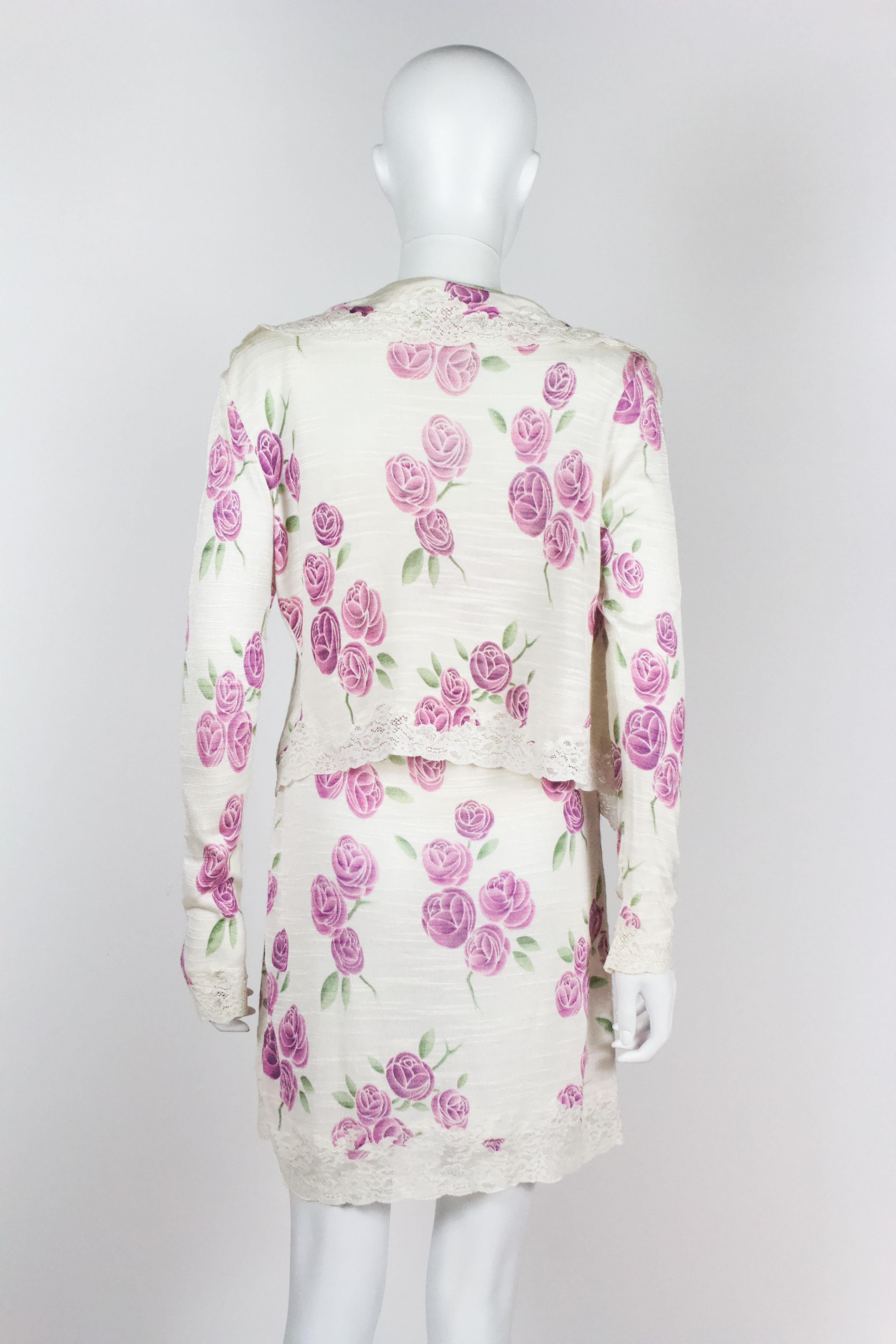 Christian Dior 1999 Rose Print Dress Set 7
