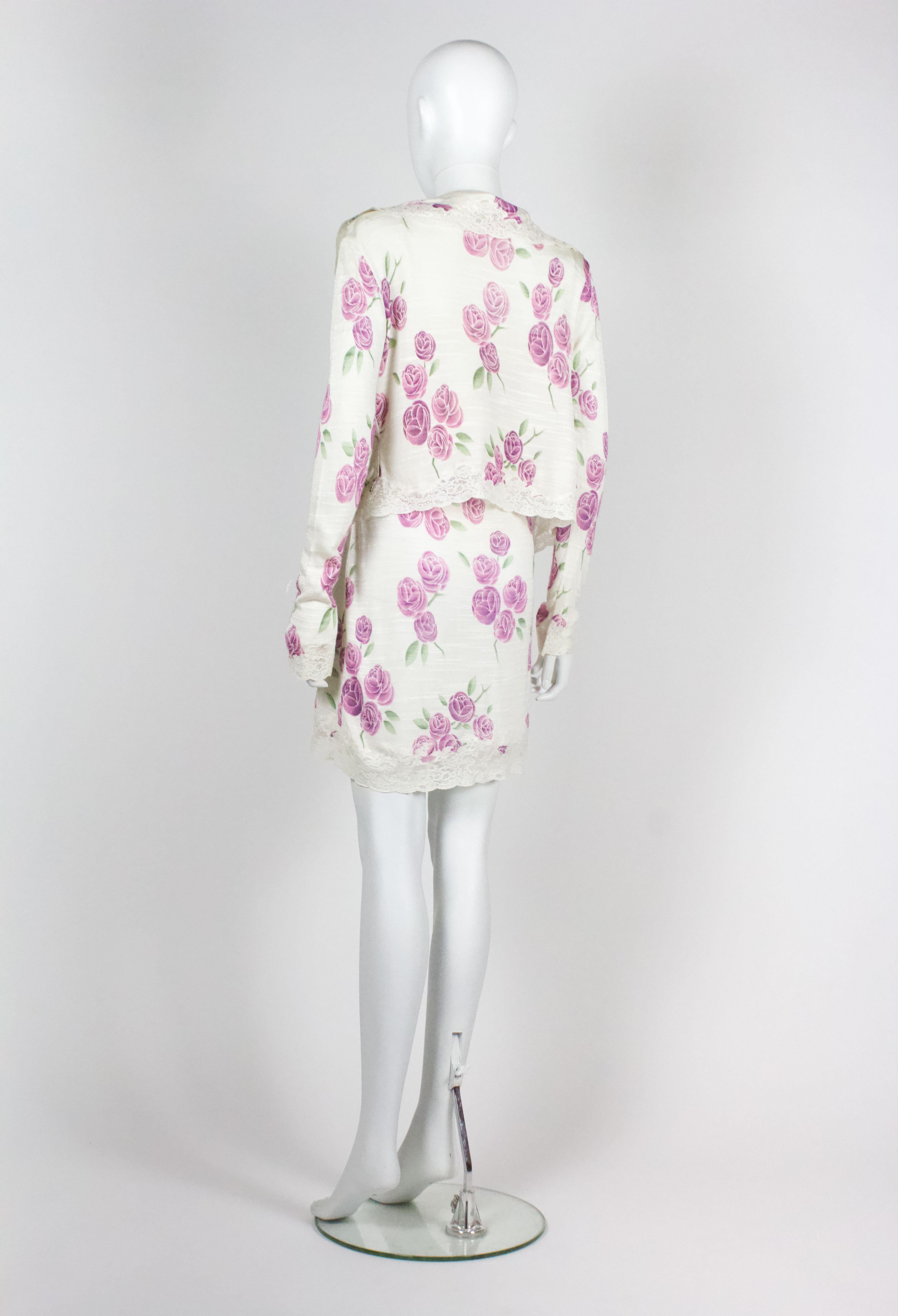 Christian Dior 1999 Rose Print Dress Set 8