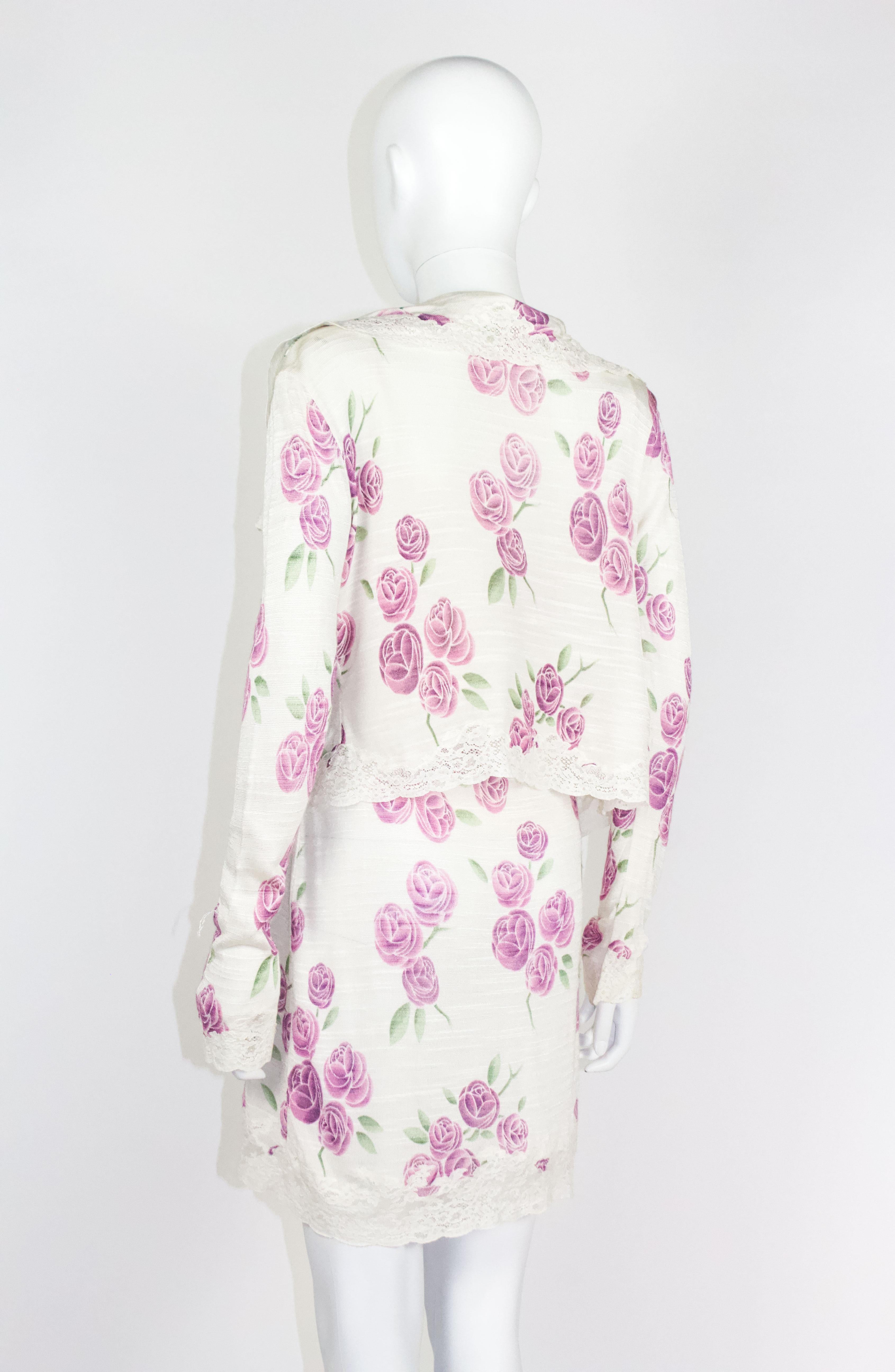 Christian Dior 1999 Rose Print Dress Set 9