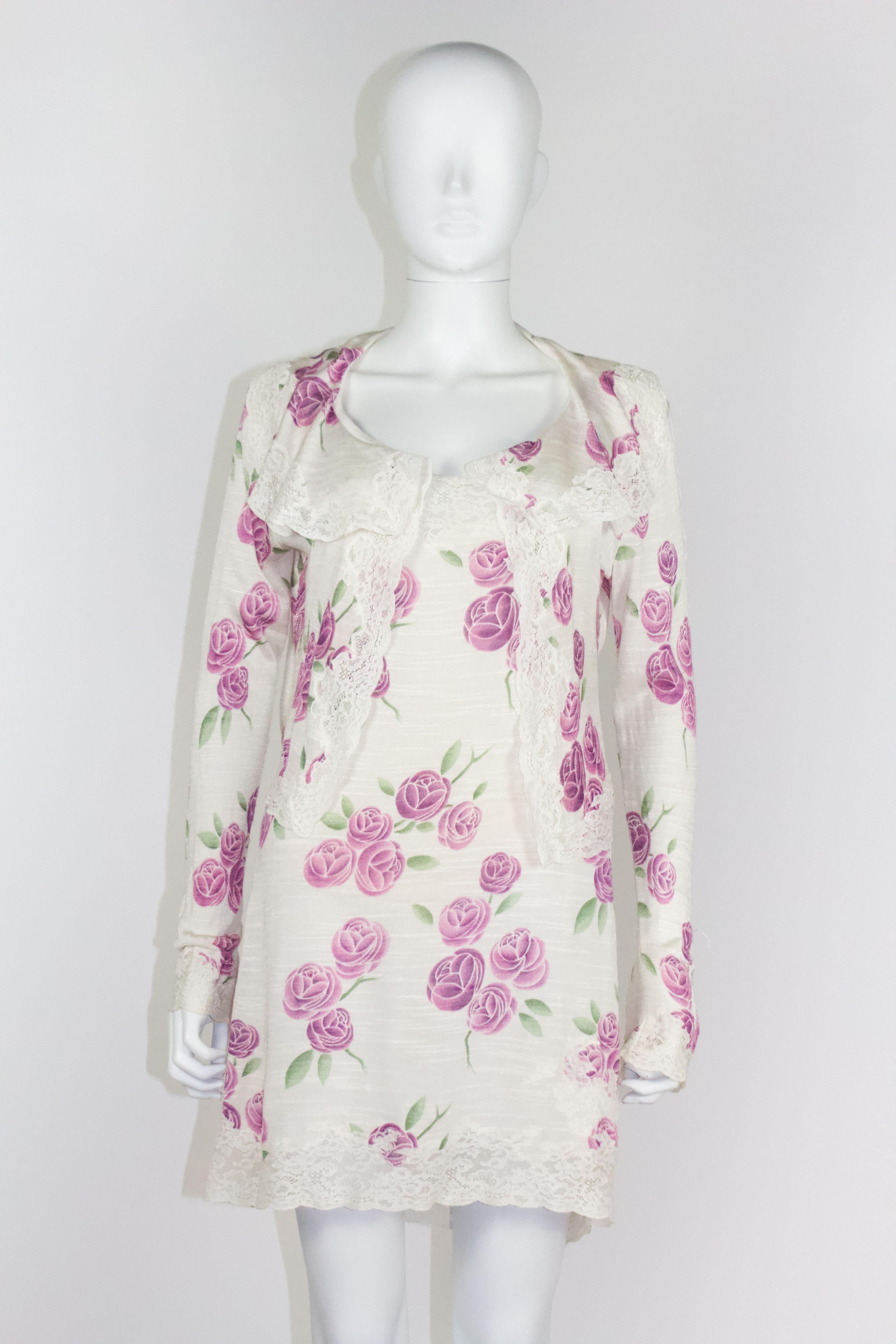 Women's Christian Dior 1999 Rose Print Dress Set