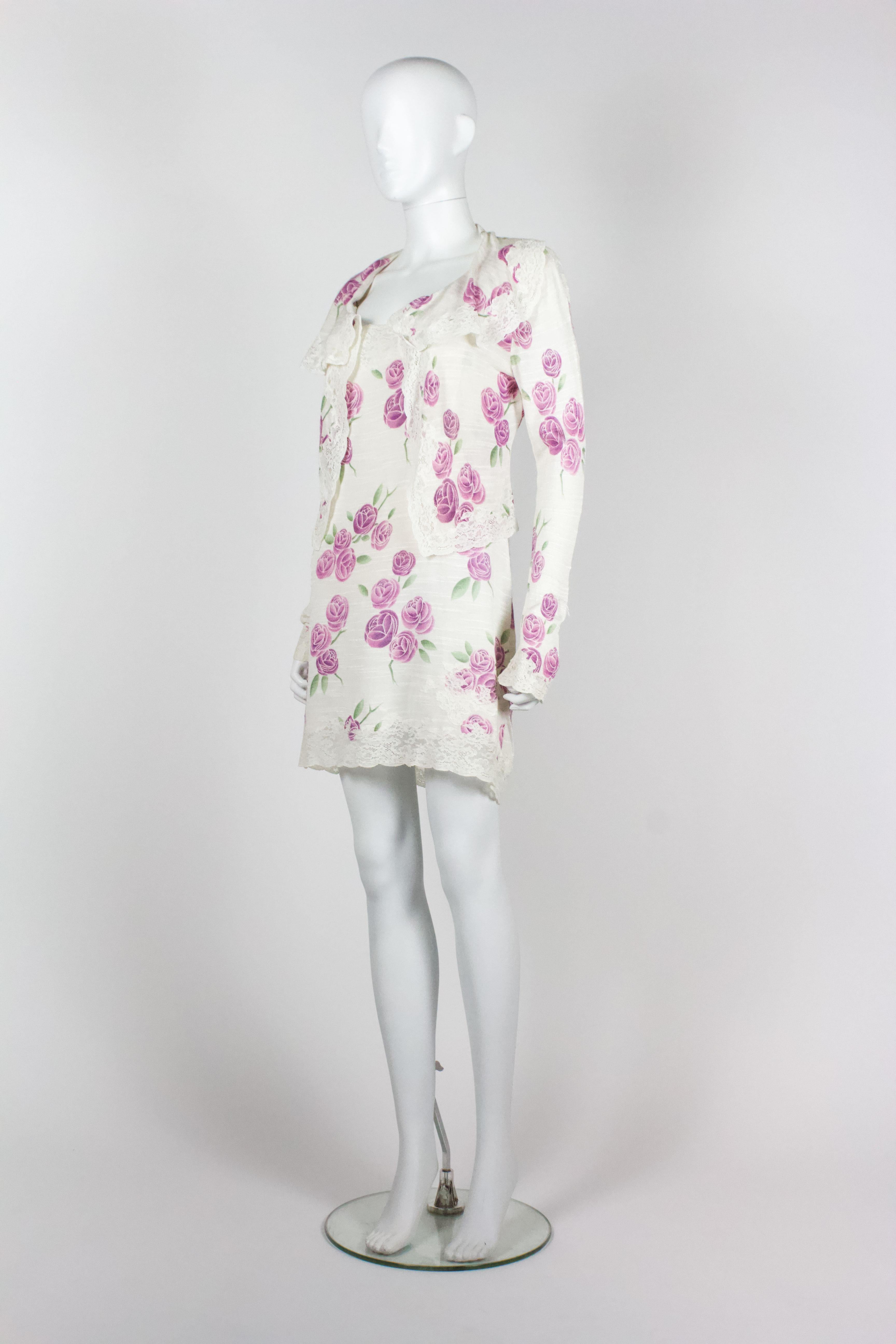 Christian Dior 1999 Rose Print Dress Set 1
