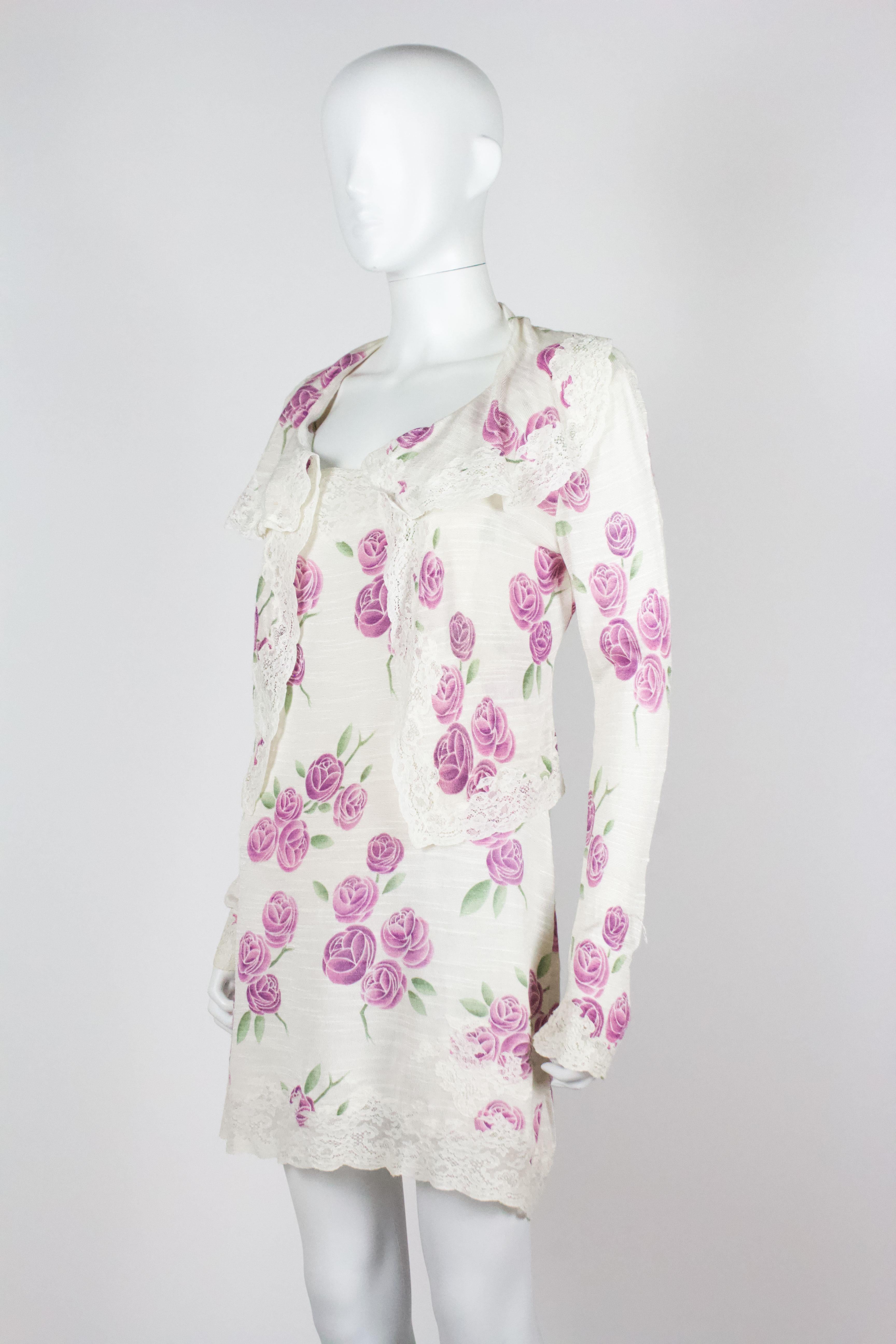 Christian Dior 1999 Rose Print Dress Set 2