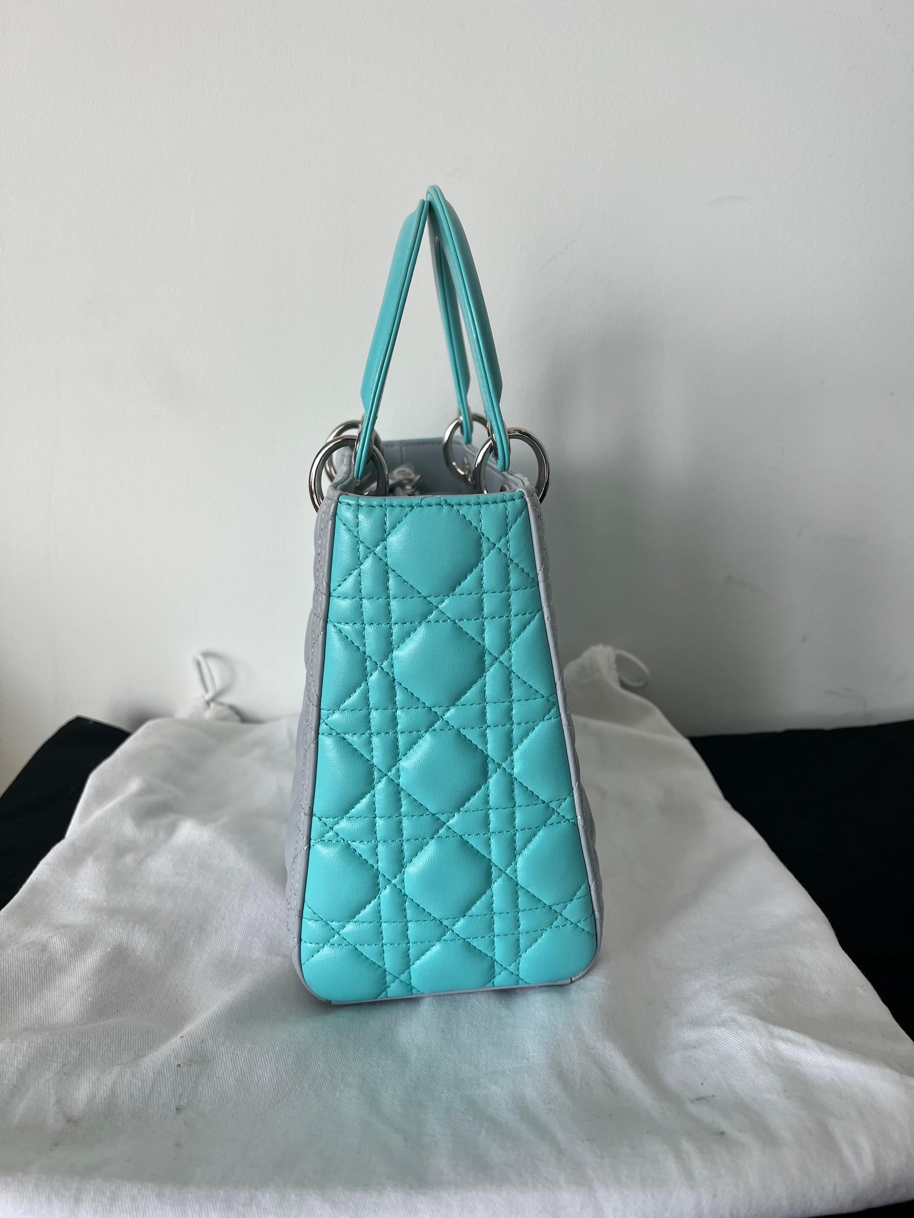 Christian Dior 2 tone lamb skin lady Dior bag  In Excellent Condition In Toronto, CA