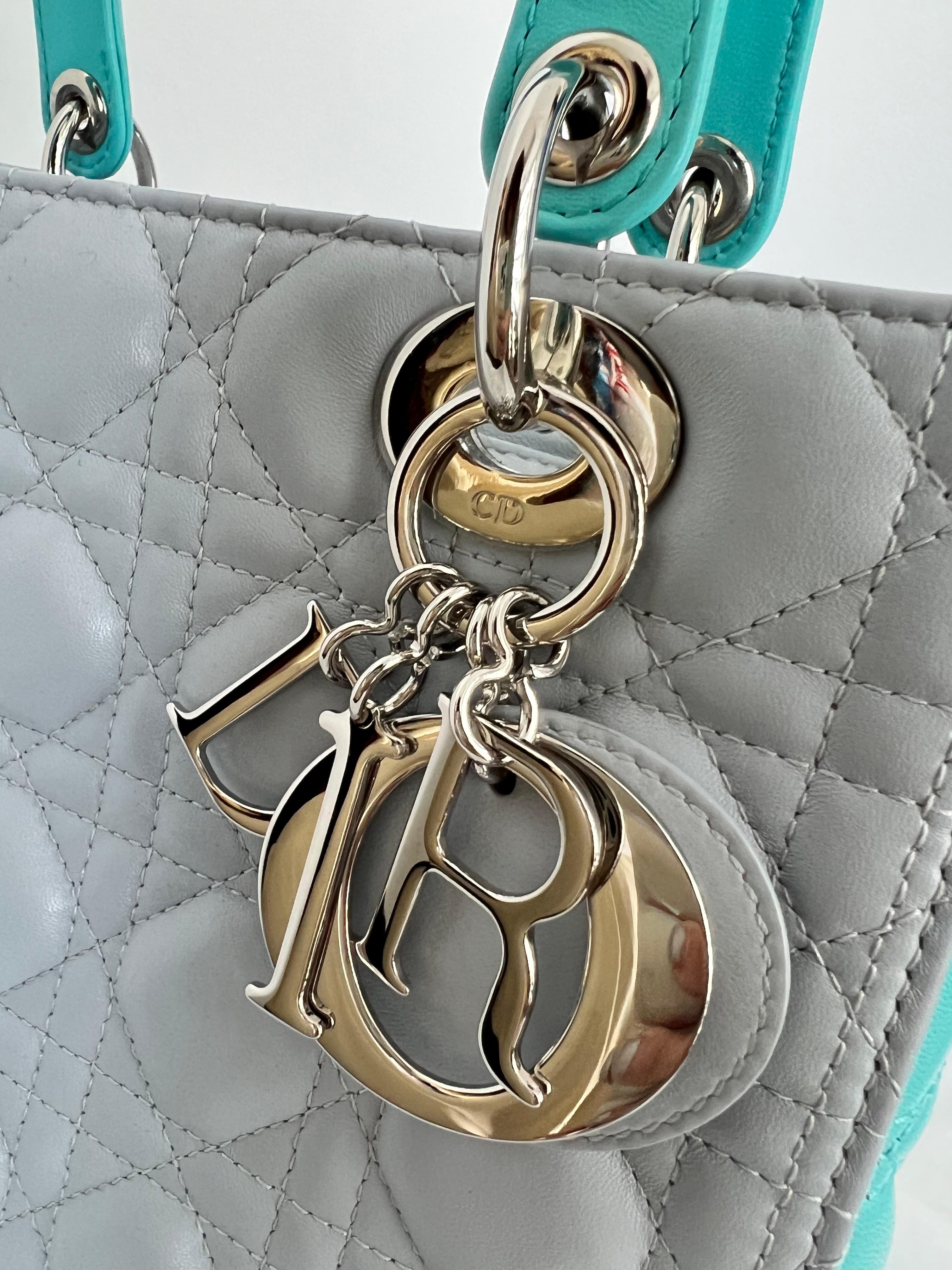 Christian Dior 2 tone lamb skin lady Dior bag 3