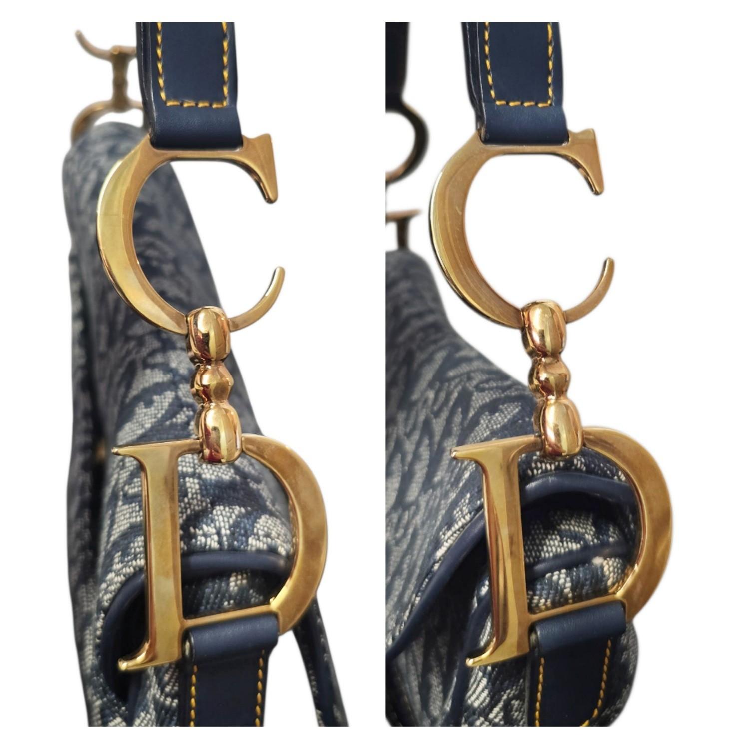 Christian Dior 2000 Borsa da sella blu Diorissimo Jacquard in vendita 5