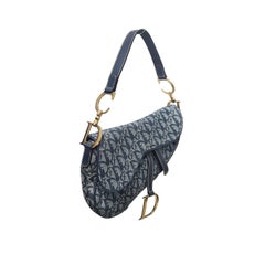 Christian Dior 2000 Blue Diorissimo Jacquard Saddle Bag