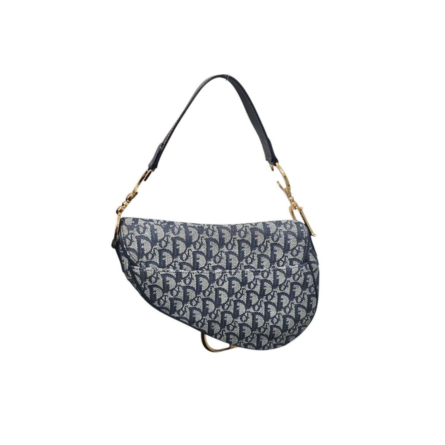 Nero Christian Dior 2000 Borsa da sella blu Diorissimo Jacquard in vendita