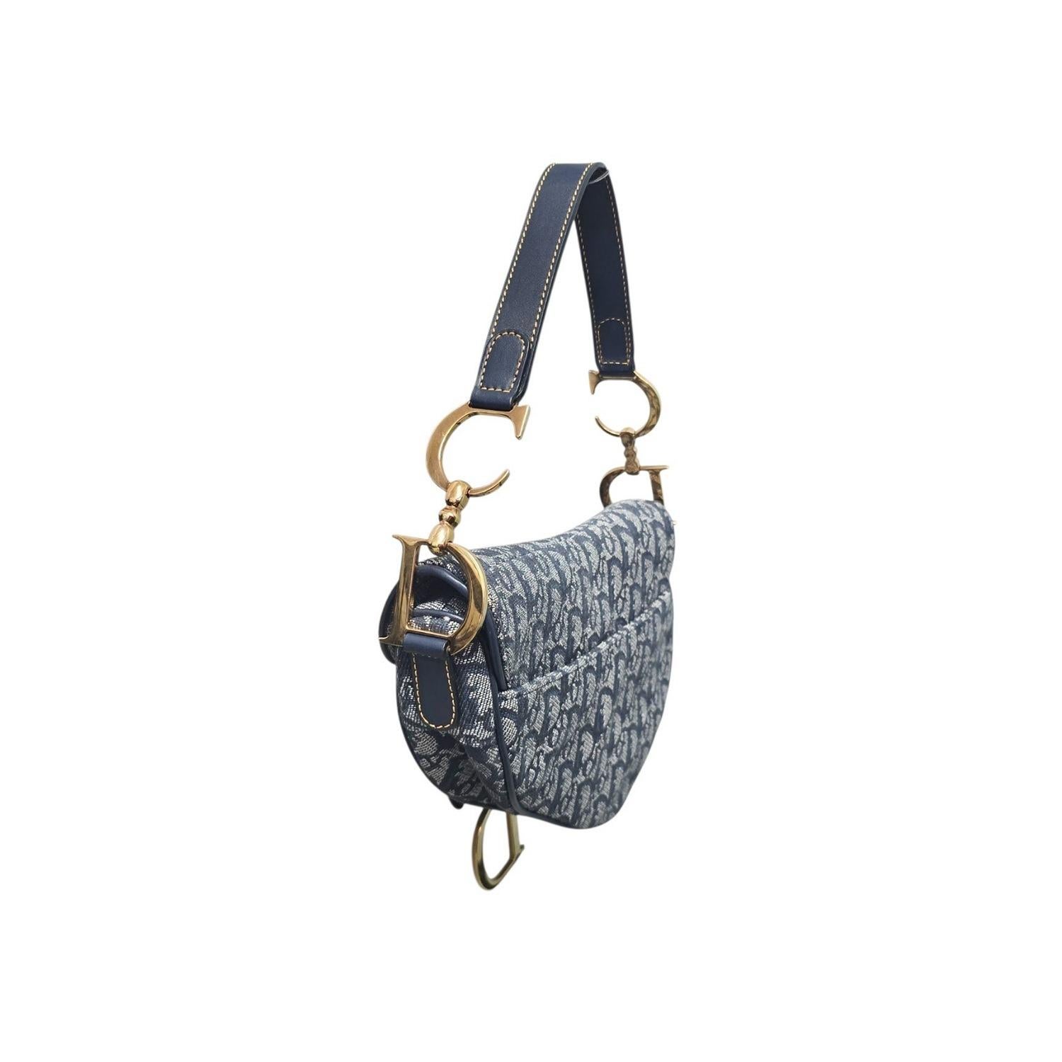 Christian Dior 2000 Borsa da sella blu Diorissimo Jacquard In condizioni ottime in vendita a Scottsdale, AZ