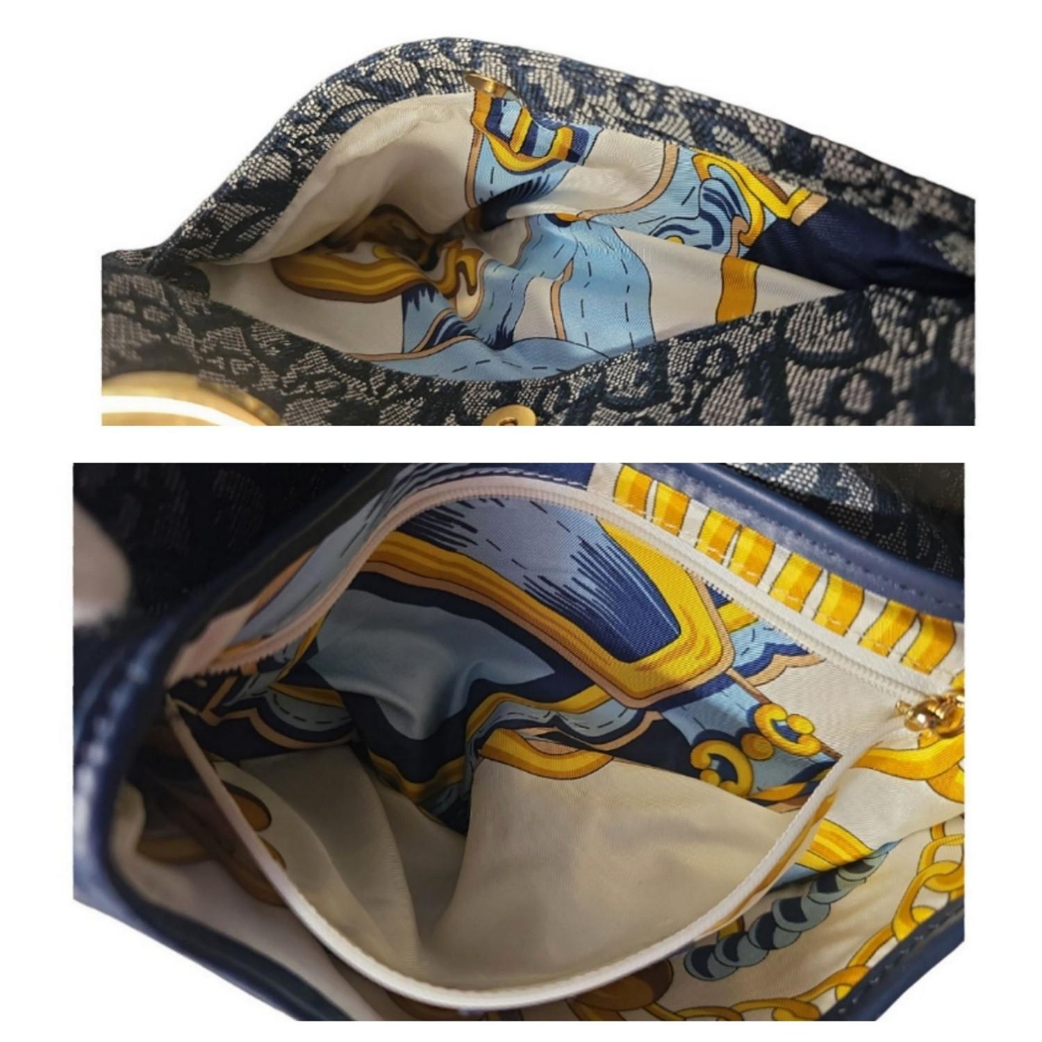 Christian Dior 2000 Borsa da sella blu Diorissimo Jacquard in vendita 3