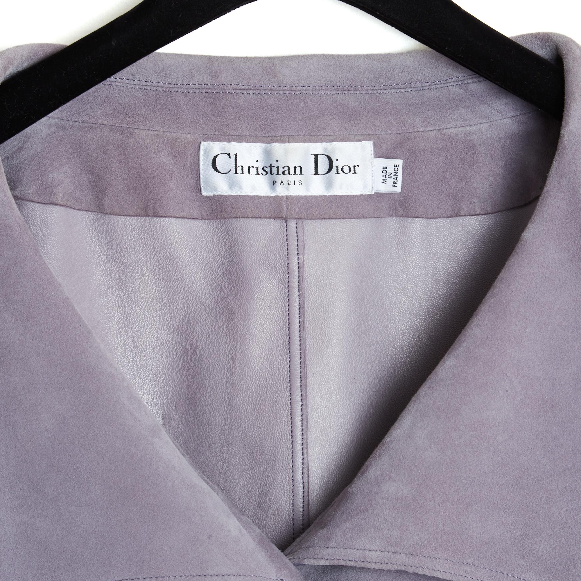 Christian Dior 2000 Weste Parme FR38 John Galliano Fliederfarbene Wildlederjacke UK10 US8 Damen im Angebot