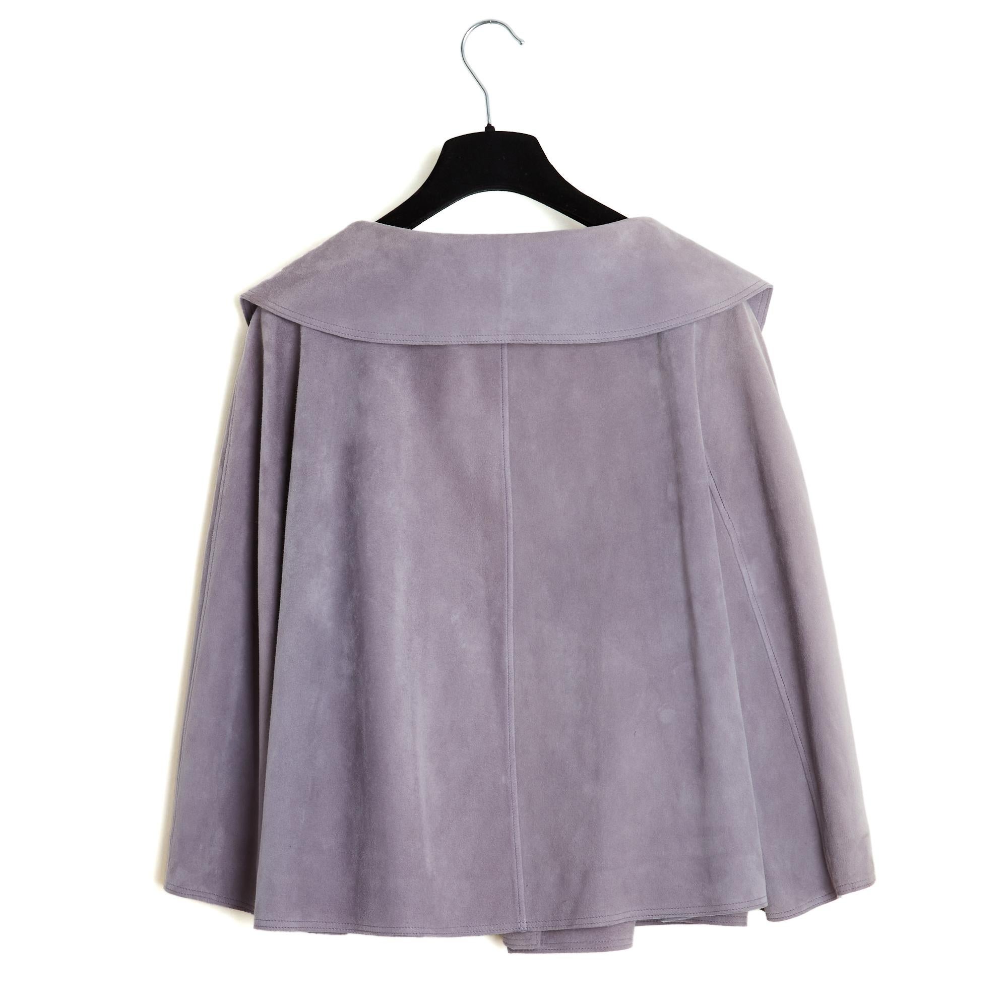 Christian Dior 2000 Weste Parme FR38 John Galliano Fliederfarbene Wildlederjacke UK10 US8 im Angebot 1