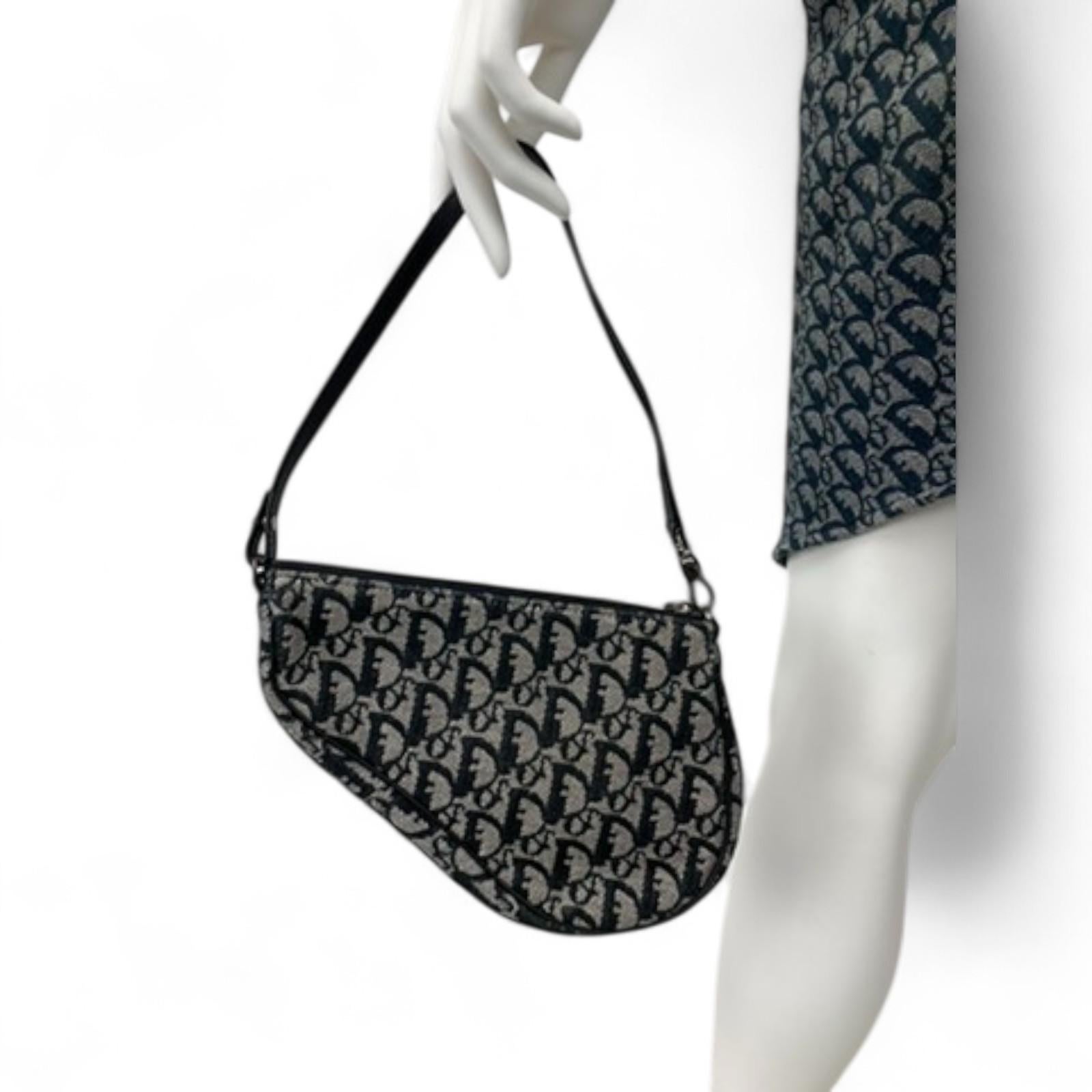 Christian Dior 2000s Denim Monogram Halter Dress & Diorissimo Saddle Bag Set For Sale 9