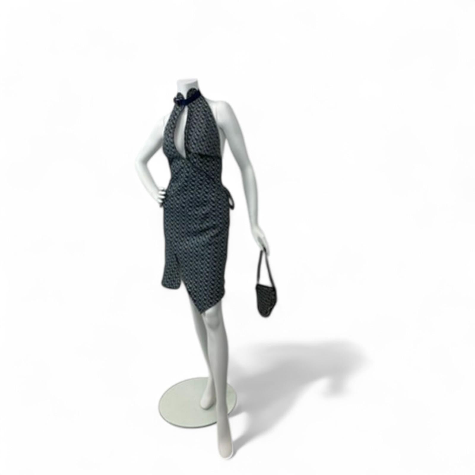 Christian Dior 2000s Denim Monogram Halter Dress & Diorissimo Saddle Bag Set For Sale 1