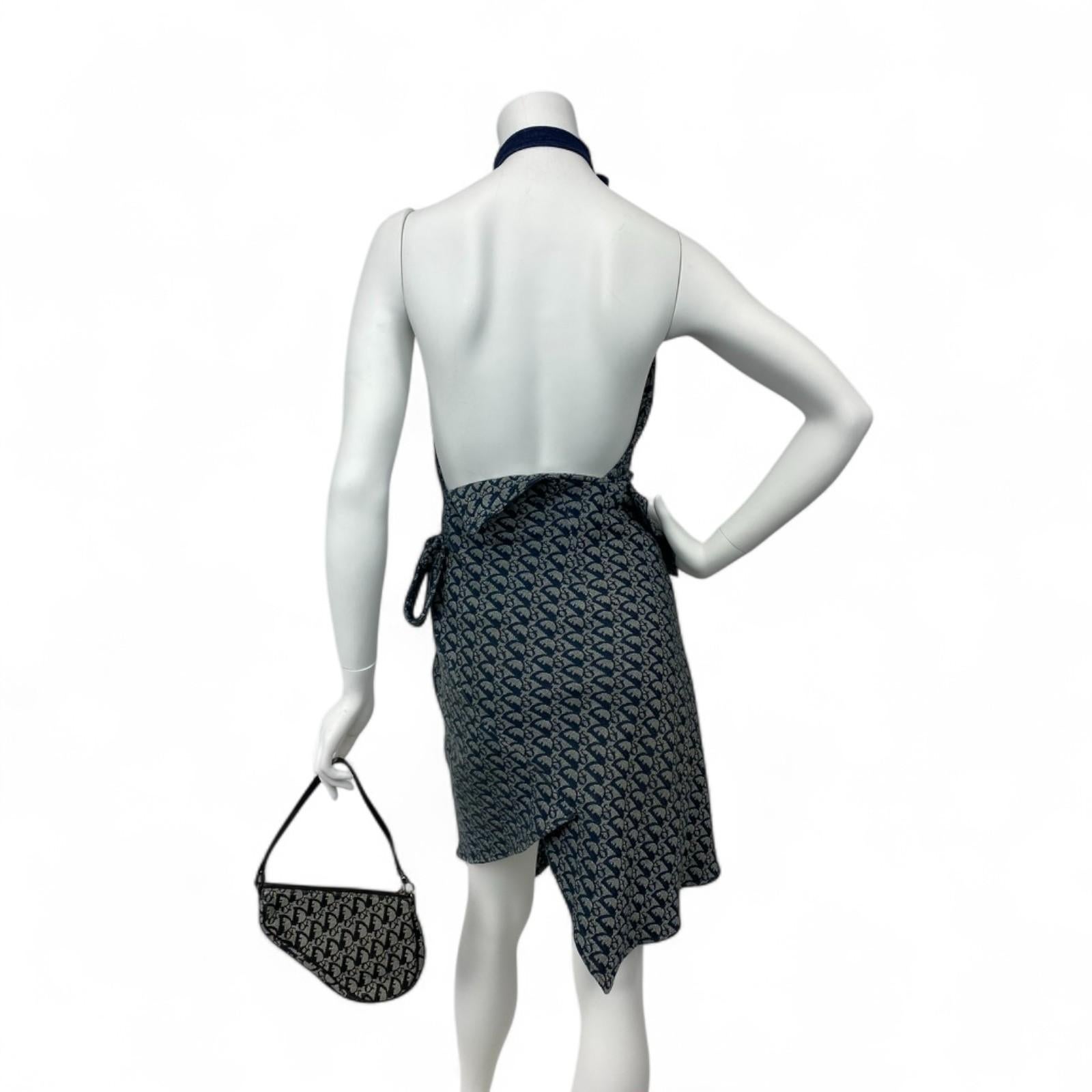 Christian Dior 2000s Denim Monogram Halter Dress & Diorissimo Saddle Bag Set For Sale 2