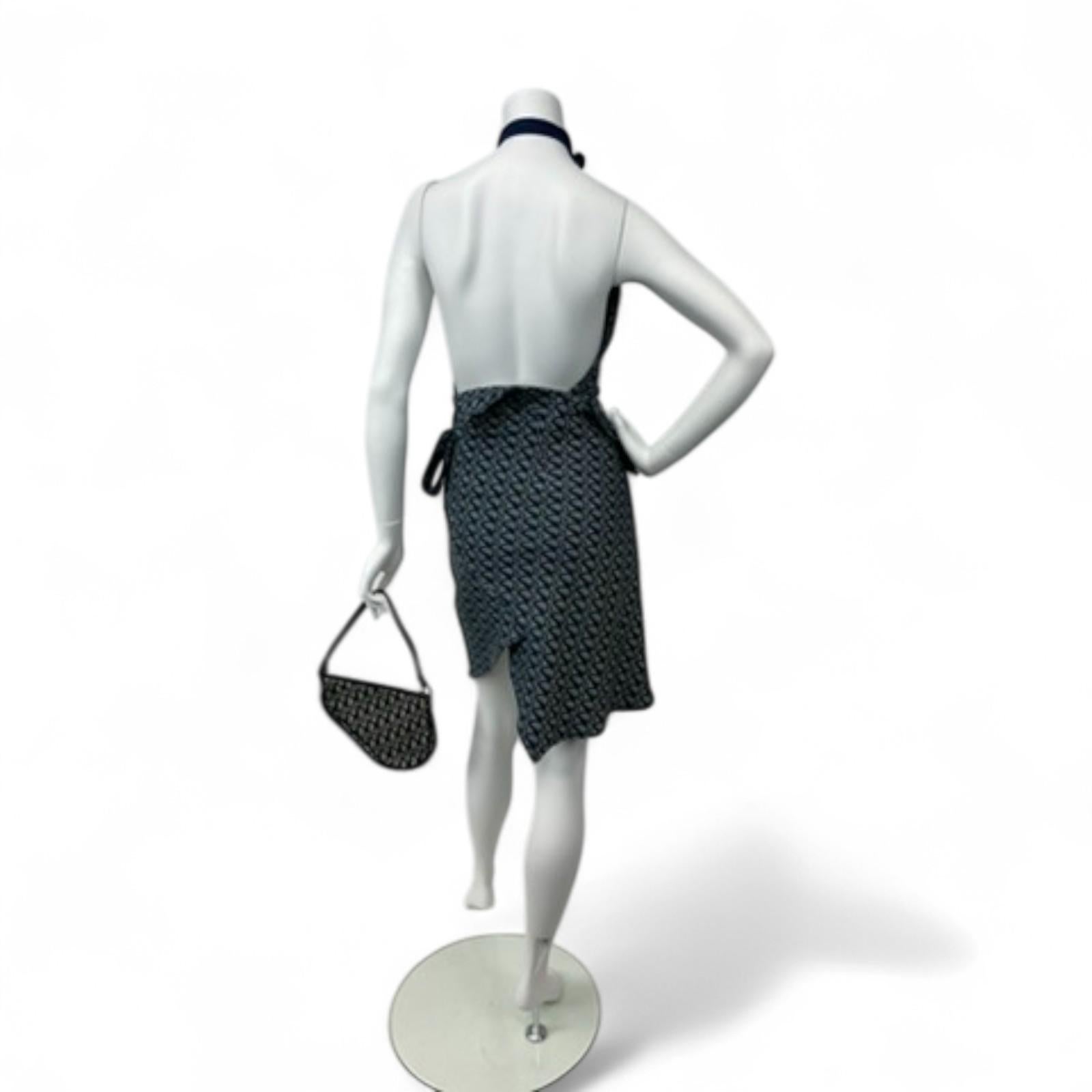 Christian Dior 2000s Denim Monogram Halter Dress & Diorissimo Saddle Bag Set For Sale 3