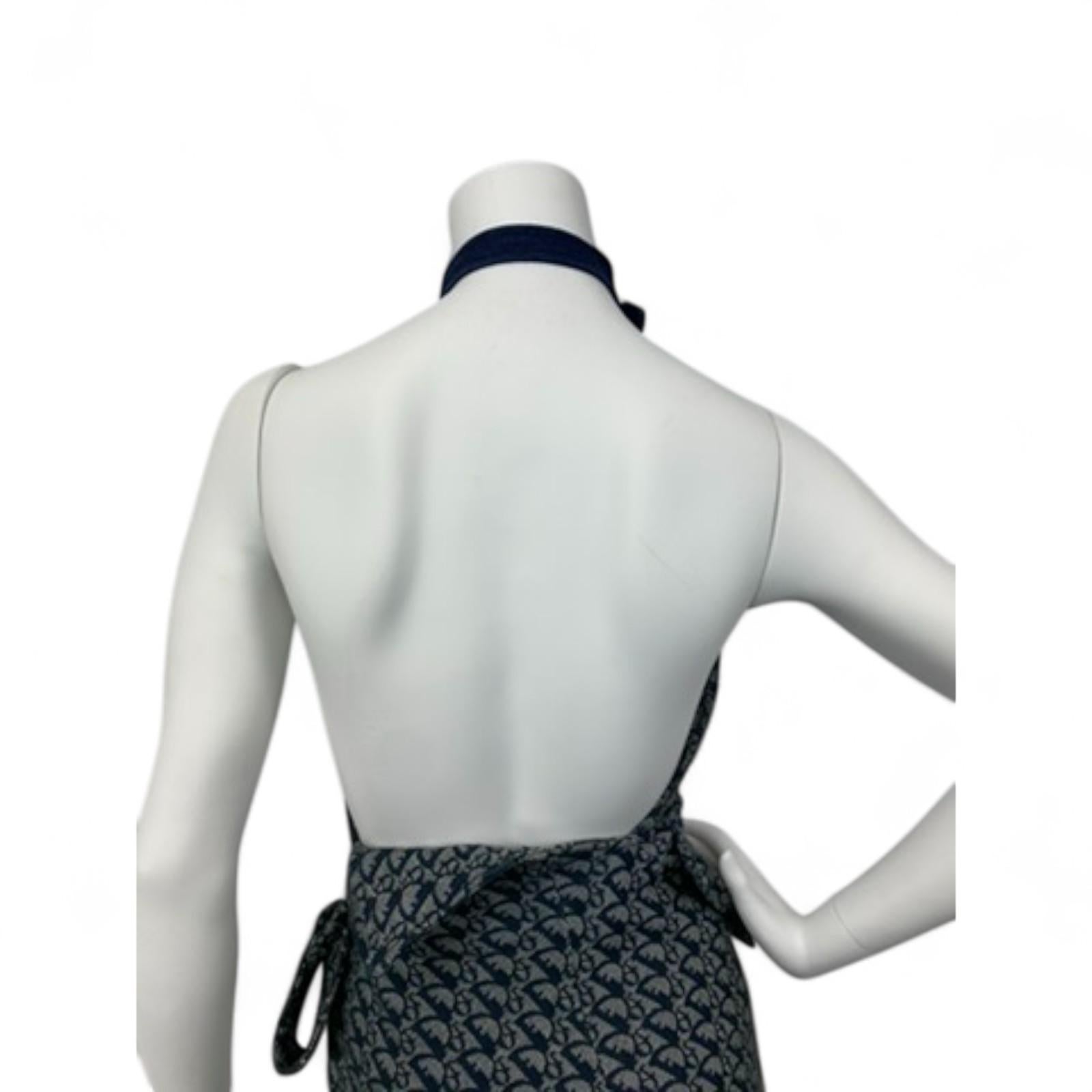 Christian Dior 2000s Denim Monogram Halter Dress & Diorissimo Saddle Bag Set For Sale 4