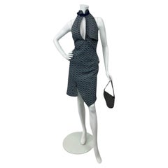 Christian Dior 2000s Denim Monogram Halter Dress & Diorissimo Saddle Bag Set