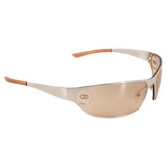 Christian Dior 2000's DiorStart Logo Wrap Brushed Metal Orange Lense Sunglasses
