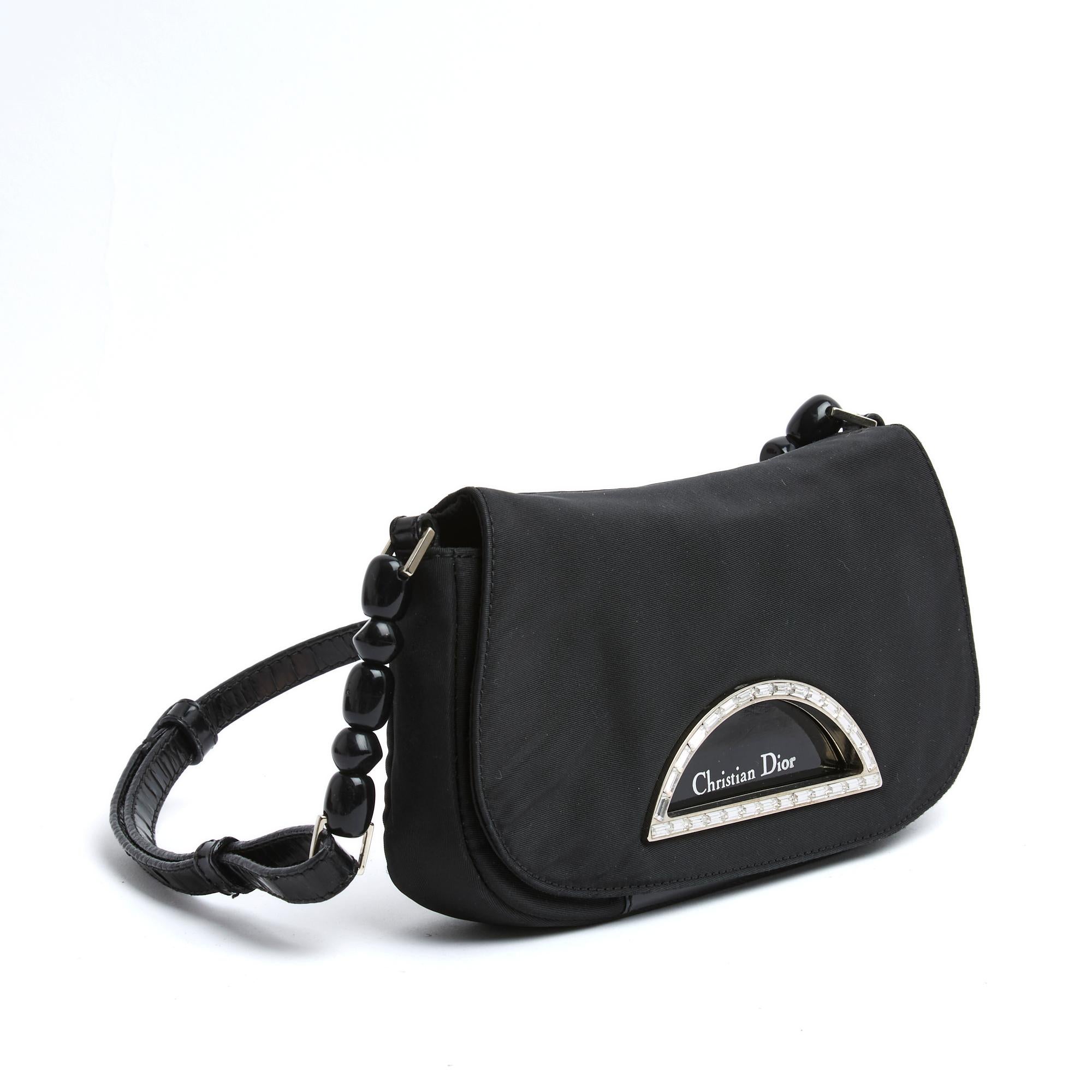 Christian Dior 2000s John Galliano Malice Mini Sac Black Satin XS Shoulder Bag In Good Condition For Sale In PARIS, FR