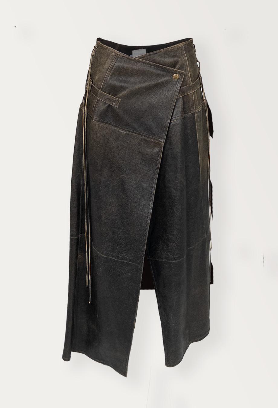 Christian Dior 2001 Galliano Era Distressed Leather Skirt Christian Dior 2001 Galliano Era Distressed Leather Skirt
