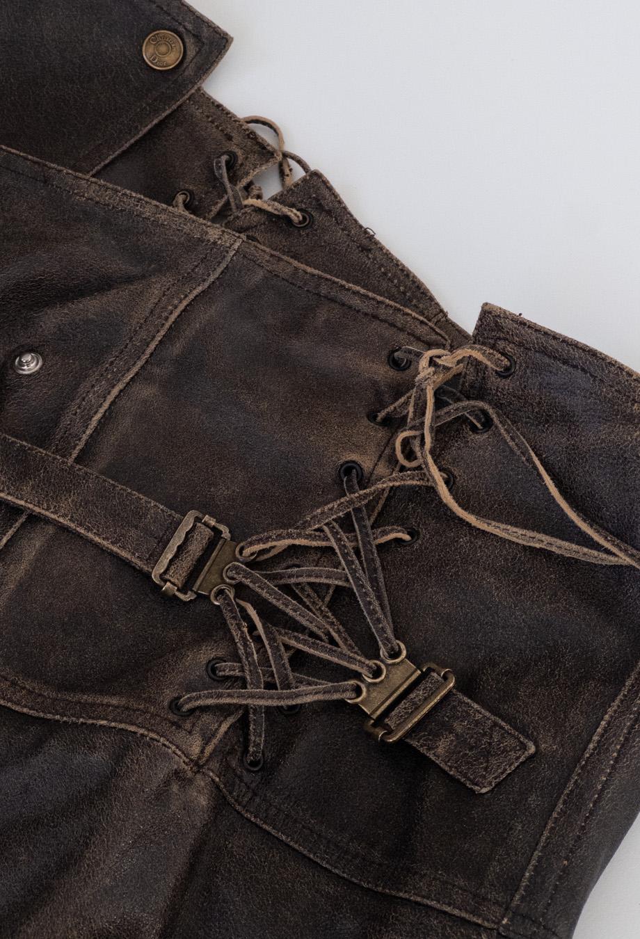 Christian Dior 2001 Galliano Era Distressed Leather Skirt Western Cowboy Carter 2