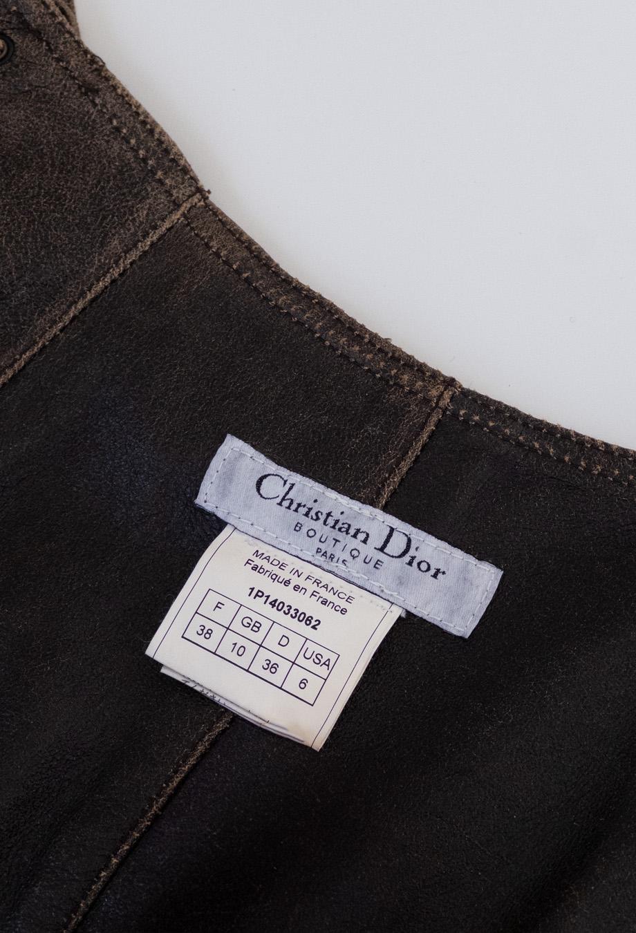 Christian Dior 2001 Galliano Era Distressed Leather Skirt Western Cowboy Carter 3