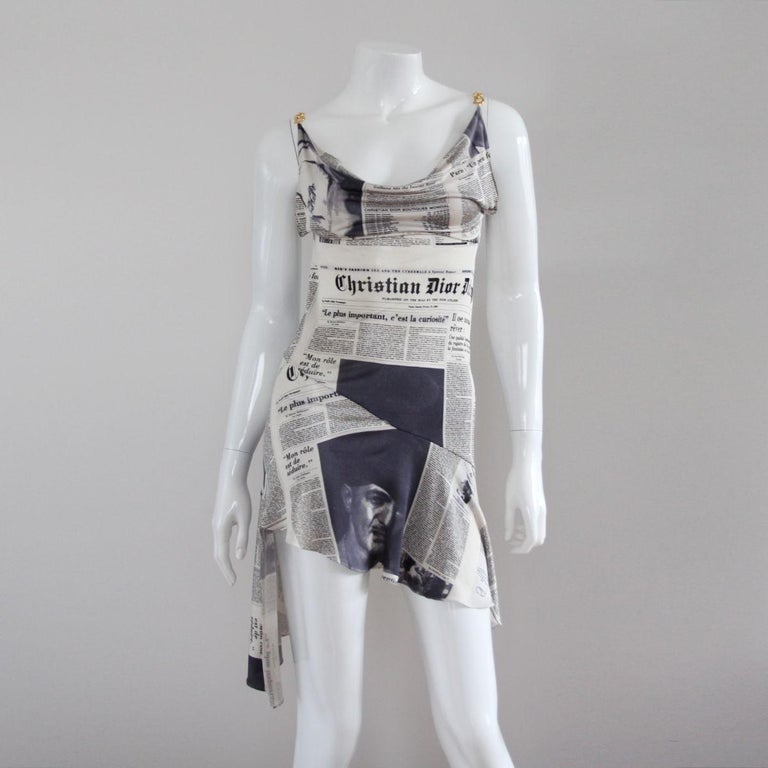 CHRISTIAN DIOR 2001 Iconic Newsprint / Newspaper Dress by John Galliano