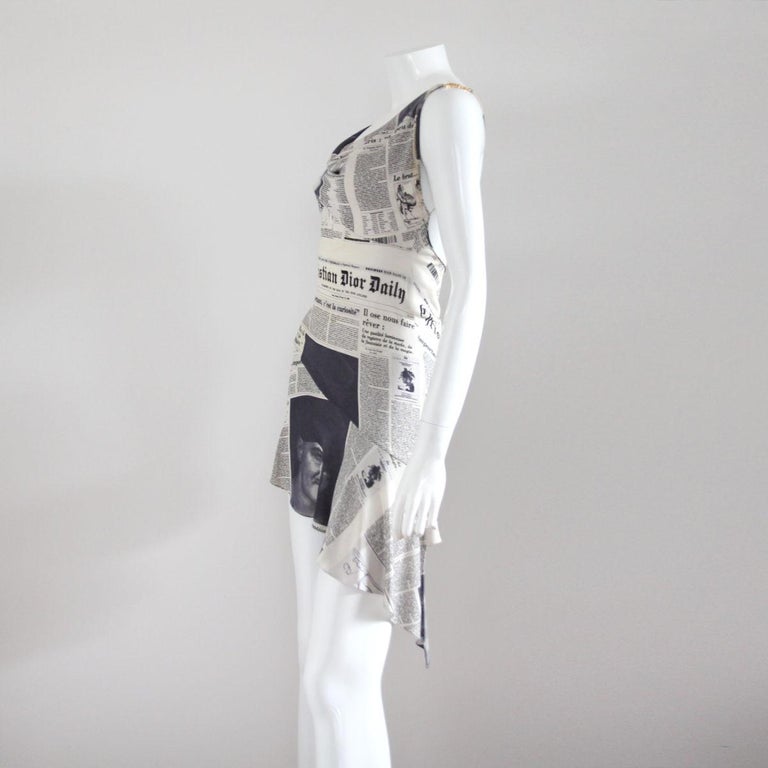 CHRISTIAN DIOR 2001 Iconic Newsprint / Newspaper Dress by John Galliano