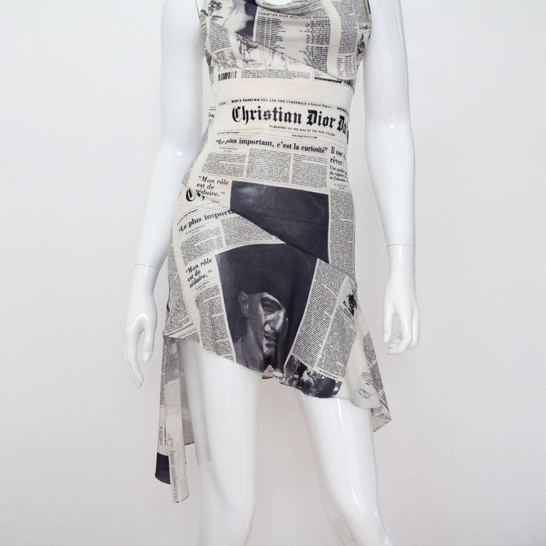 CHRISTIAN DIOR 2001 Iconic Newsprint / Newspaper Dress by John Galliano For Sale at 1stDibs