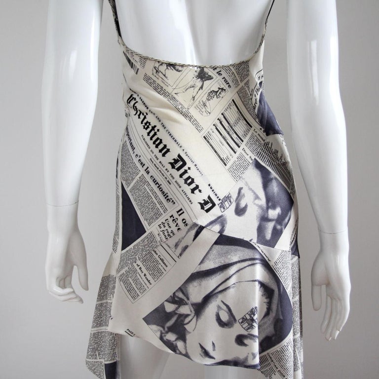 CHRISTIAN DIOR 2001 Iconic Newsprint / Newspaper Dress by John Galliano at 1stDibs