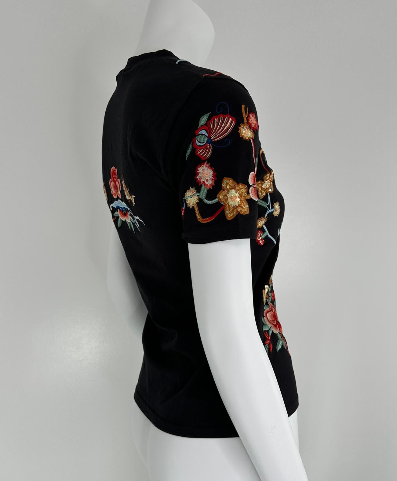 Christian Dior 2001 J'ADORE DIOR Nero Ricamato  Maglietta a maniche corte 10 in vendita 7