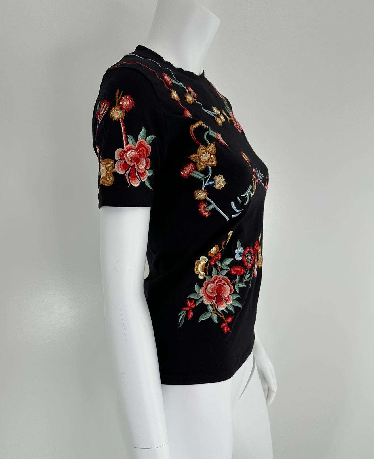 Christian Dior 2001 J'ADORE DIOR Nero Ricamato  Maglietta a maniche corte 10 in vendita 9