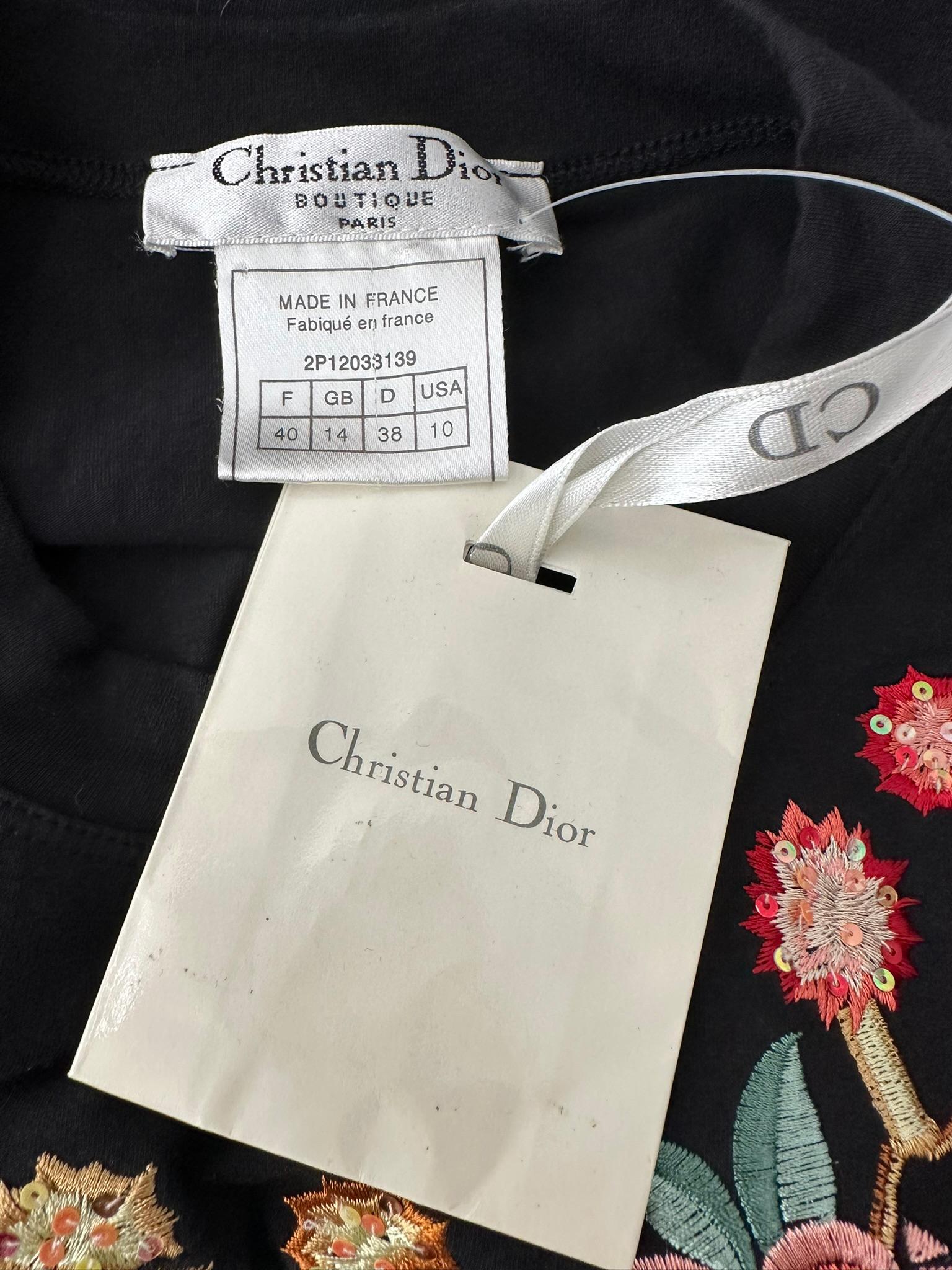 Christian Dior 2001 J'ADORE DIOR Nero Ricamato  Maglietta a maniche corte 10 in vendita 11