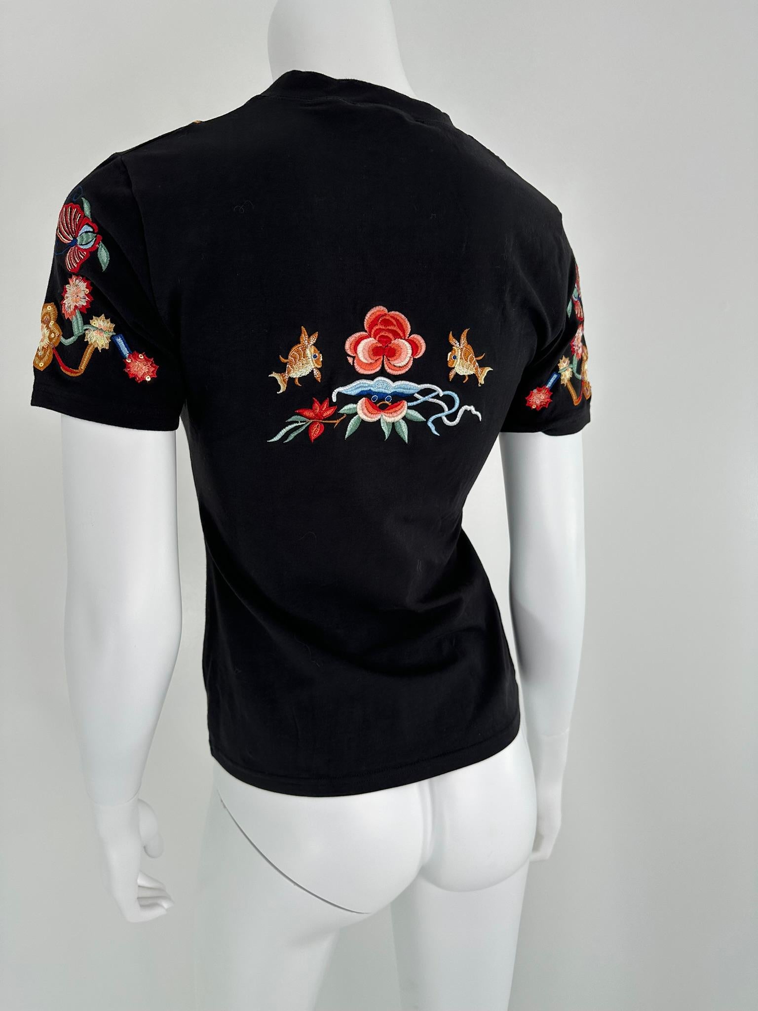 Christian Dior 2001 J'ADORE DIOR Nero Ricamato  Maglietta a maniche corte 10 in vendita 4