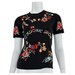 Christian Dior 2001 J'ADORE DIOR Nero Ricamato  Maglietta a maniche corte 10