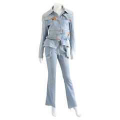 CHRISTIAN DIOR 2001 Jeans Set / Suit (Jacket & Pants) by John Galliano