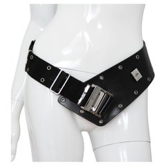 CHRISTIAN DIOR 2002 Black "Admit it! " Leather Belt by John Galliano