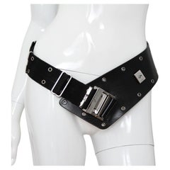 CHRISTIAN DIOR 2002 Black "Admit it! " Leather Belt by John Galliano 