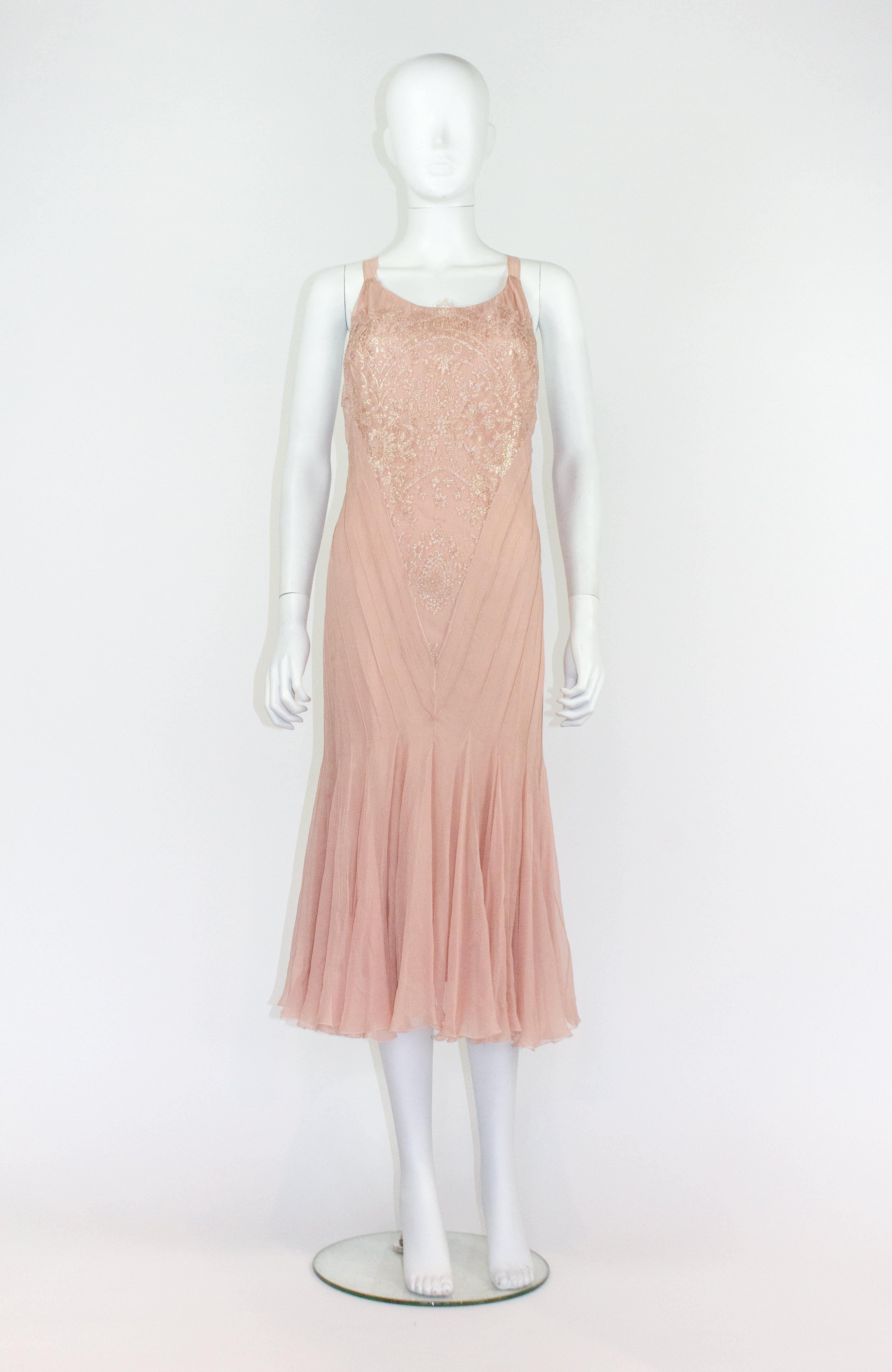 Beige Christian Dior 2002 Pink Dress & Shawl