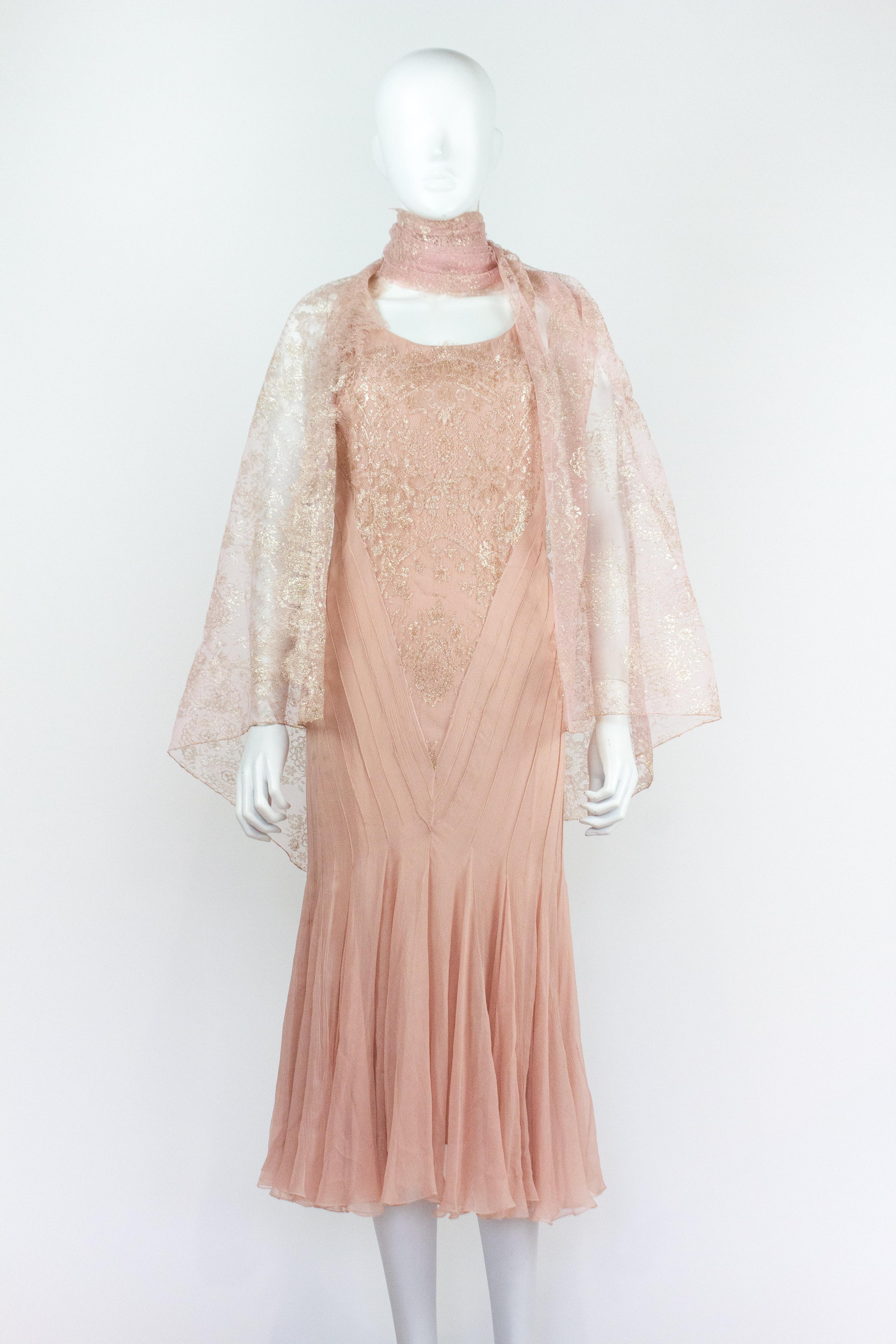 Christian Dior 2002 Pink Dress & Shawl In Excellent Condition In Norwich, GB