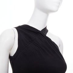 CHRISTIAN DIOR 2002 Runway John Galliano black asymmetric eyelet strap tank FR38
