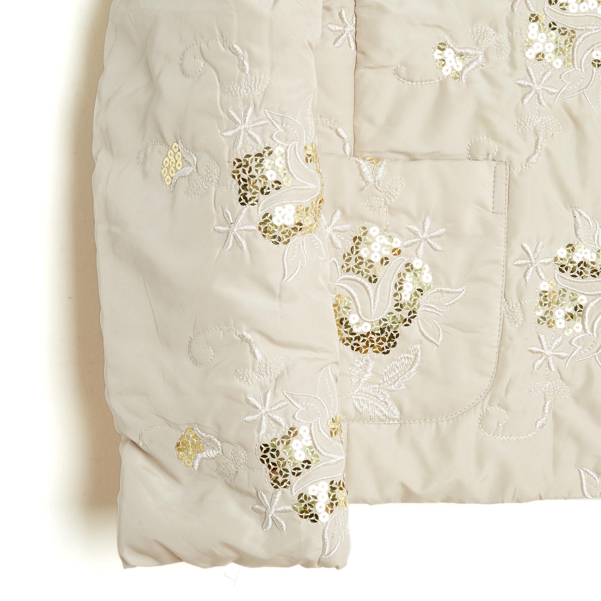 Christian Dior 2002 Veste Beige oder FR40 John Galliano Gestickte Jacke UK12 US10 im Angebot 1